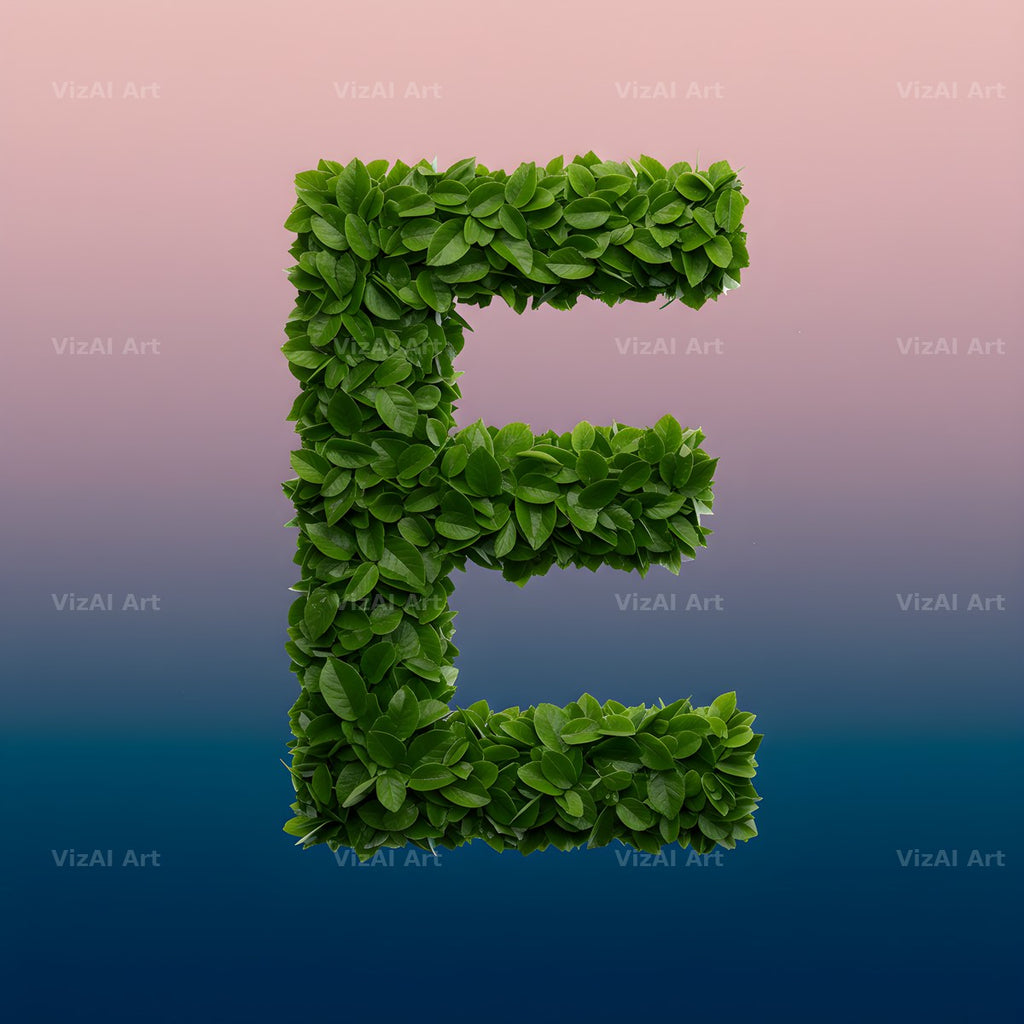 Green Hedge Leaf alphabet letter E