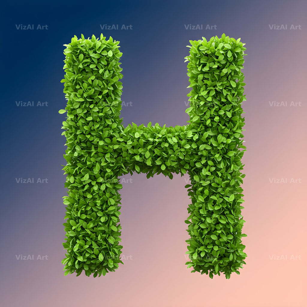 Green Hedge Leaf alphabet letter H