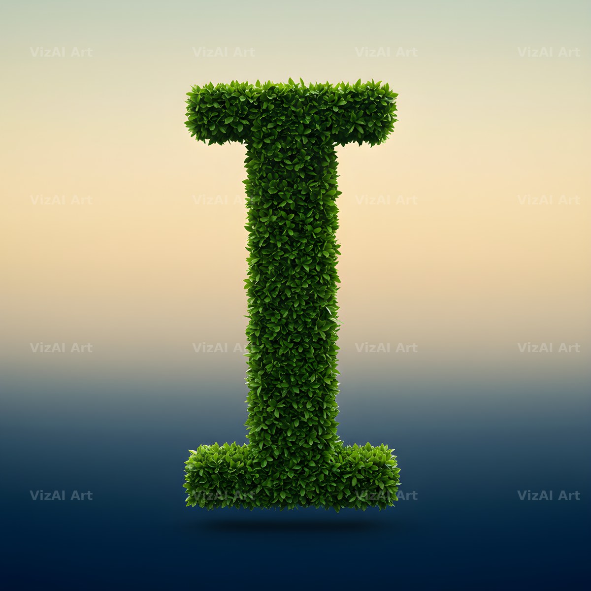 Green Hedge Leaf alphabet letter I