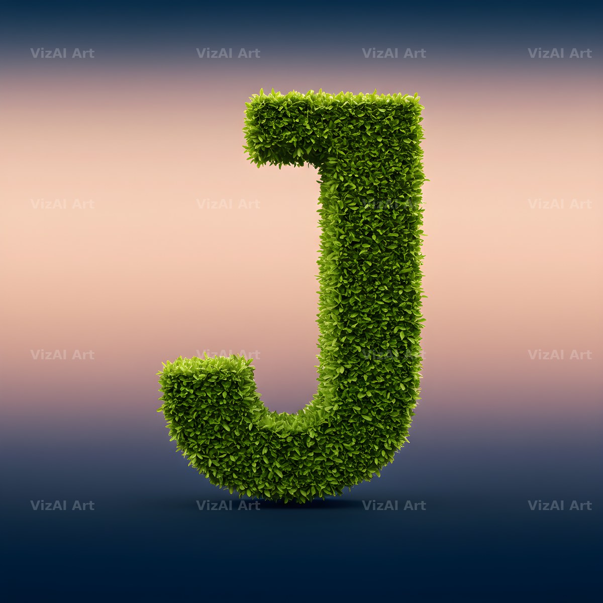 Green Hedge Leaf alphabet letter J