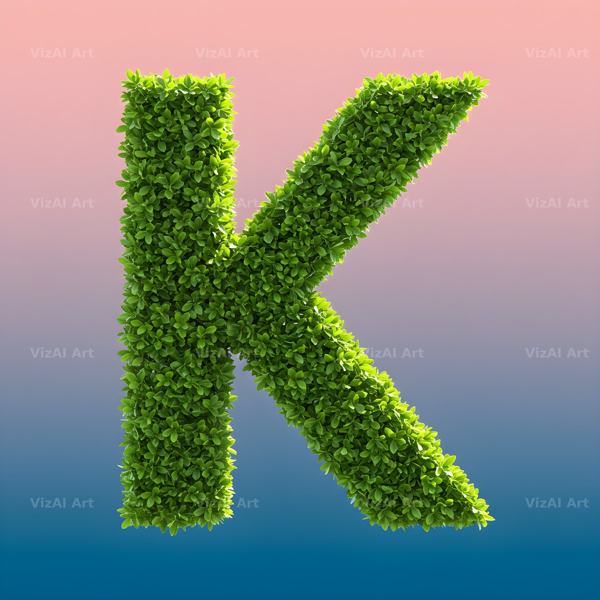 Green Hedge Leaf alphabet letter K
