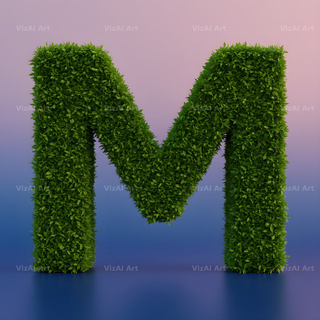 Green Hedge Leaf alphabet letter M