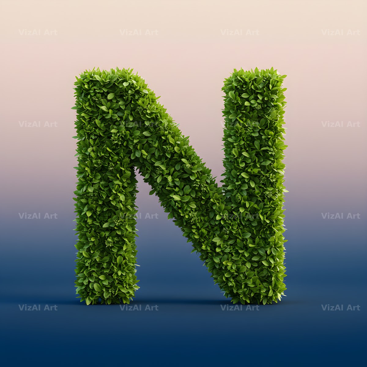 Green Hedge Leaf alphabet letter N