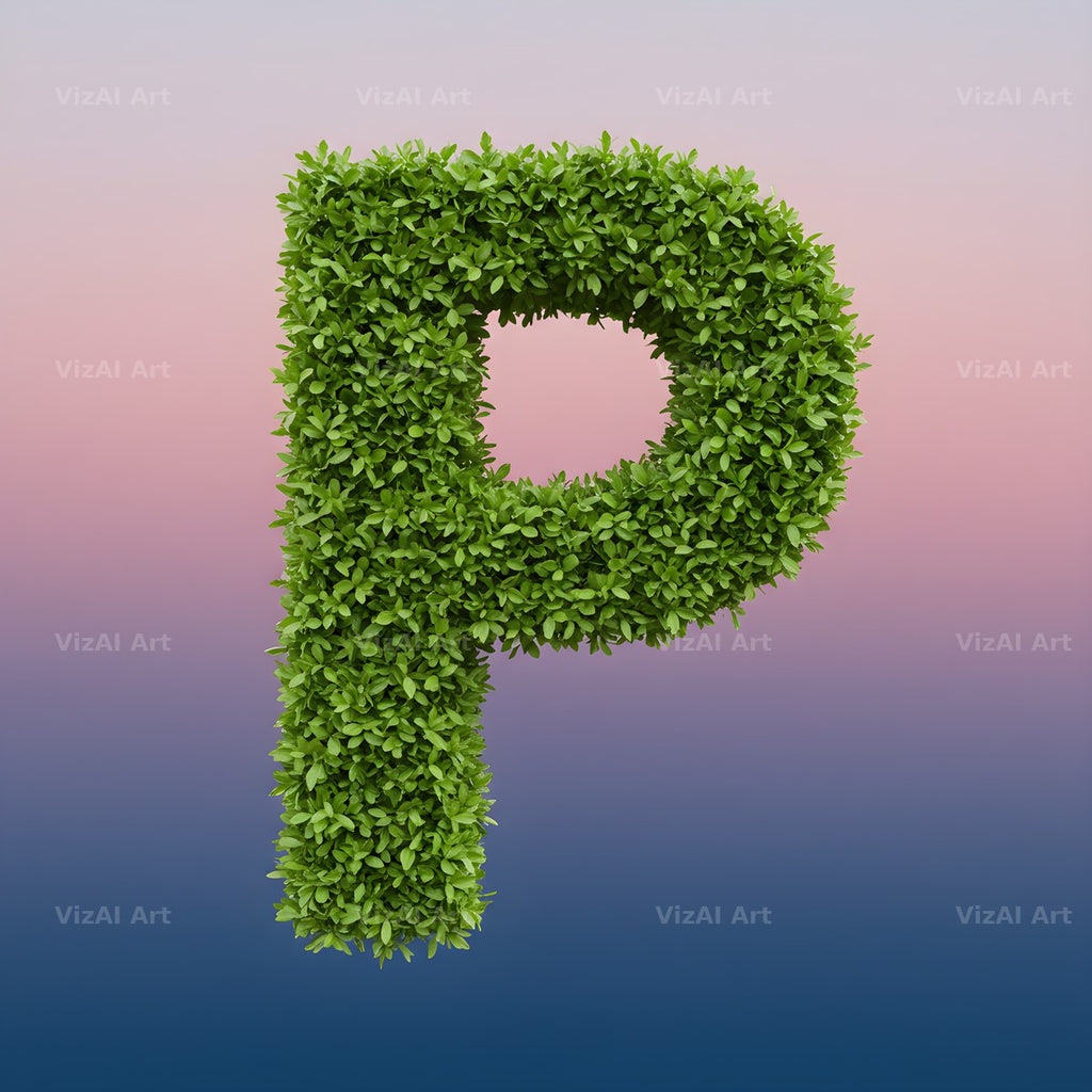 Green Hedge Leaf alphabet letter P