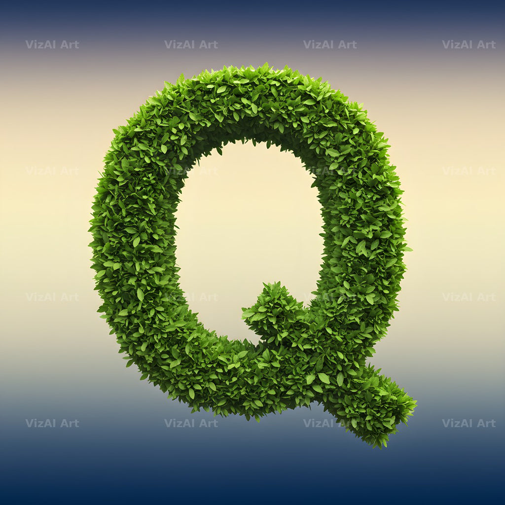 Green Hedge Leaf alphabet letter Q