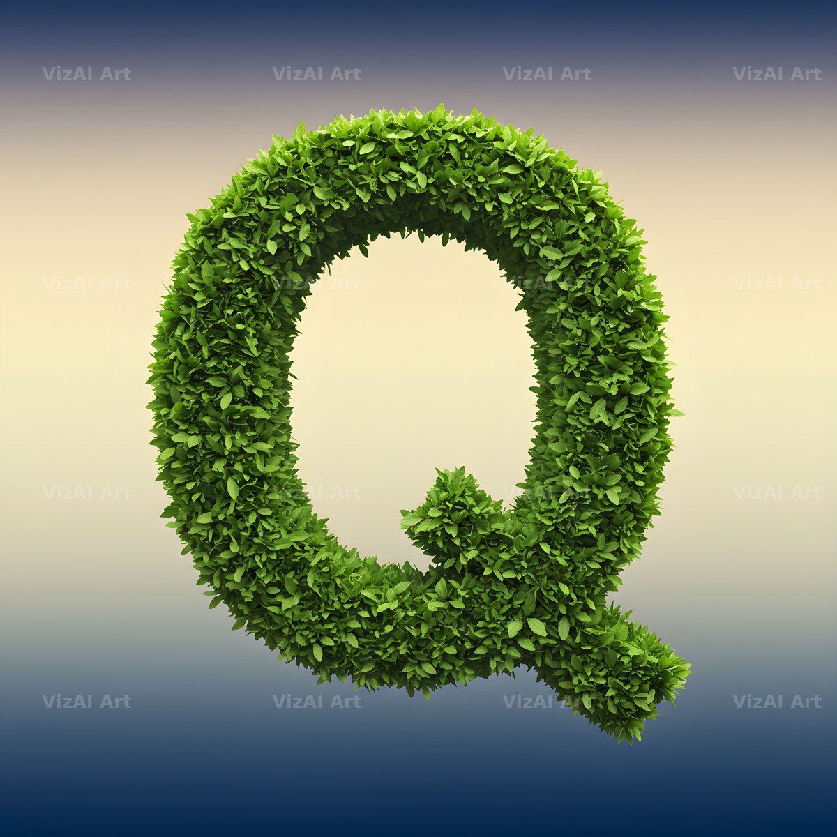 Green Hedge Leaf alphabet letter Q