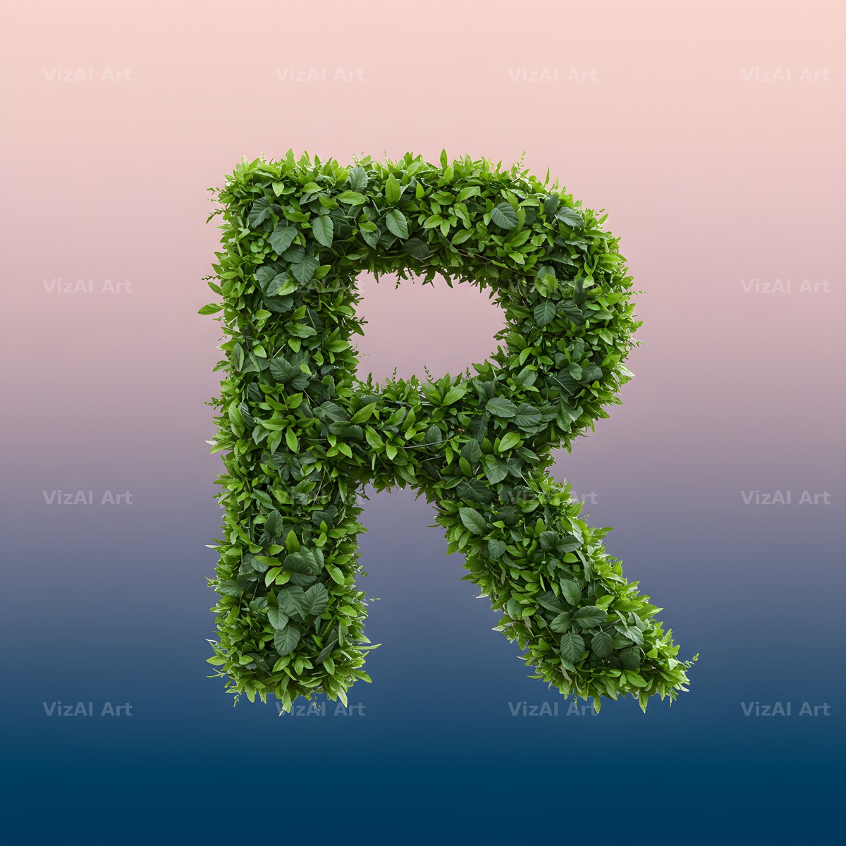 Green Hedge Leaf alphabet letter R