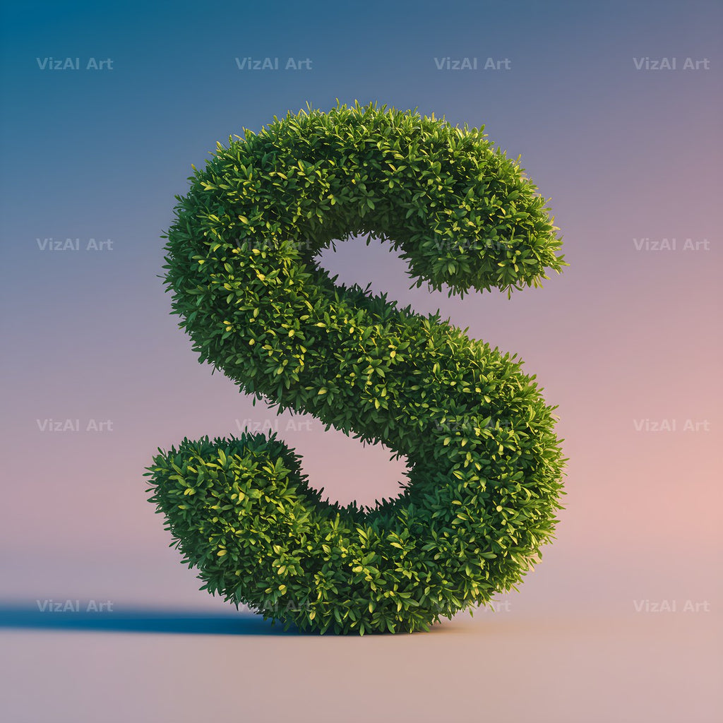 Green Hedge Leaf alphabet letter S
