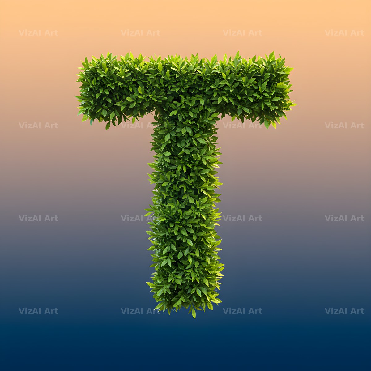 Green Hedge Leaf alphabet letter T