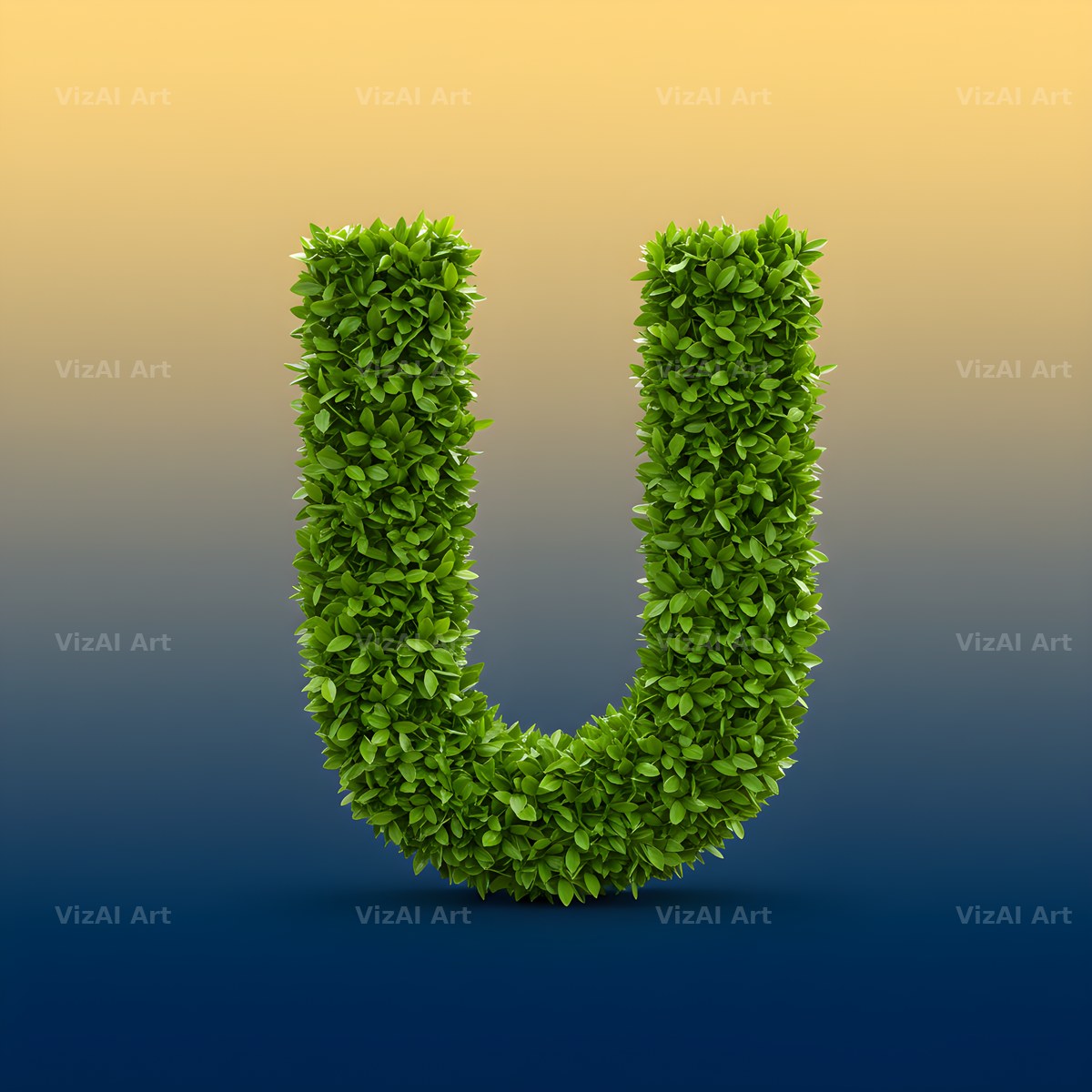 Green Hedge Leaf alphabet letter U
