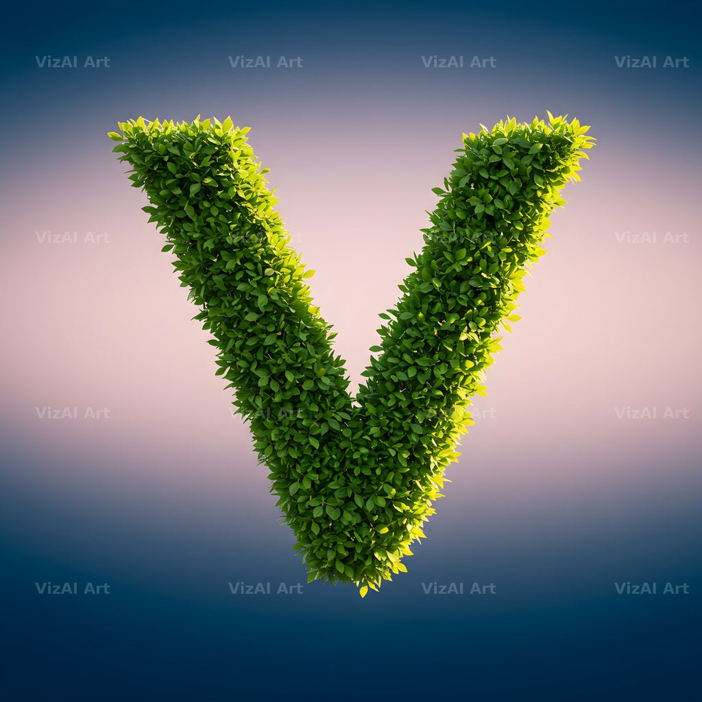 Green Hedge Leaf alphabet letter V