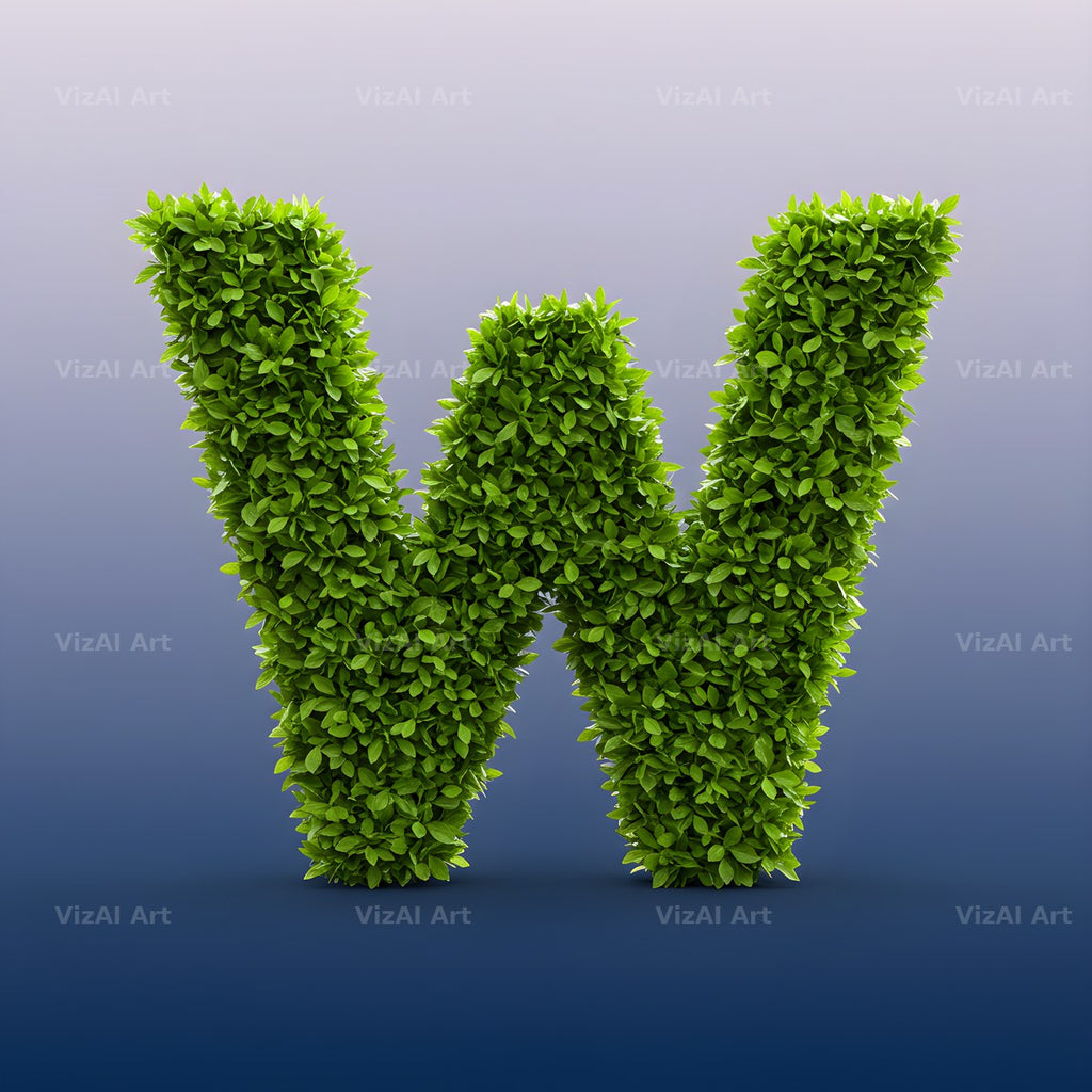 Green Hedge Leaf alphabet letter W
