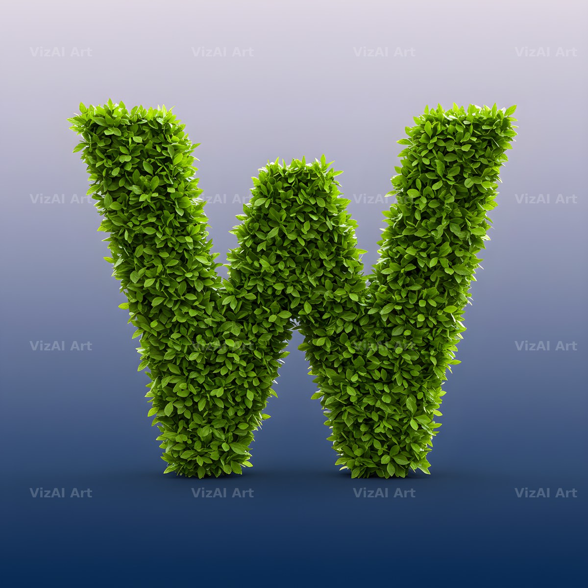 Green Hedge Leaf alphabet letter W