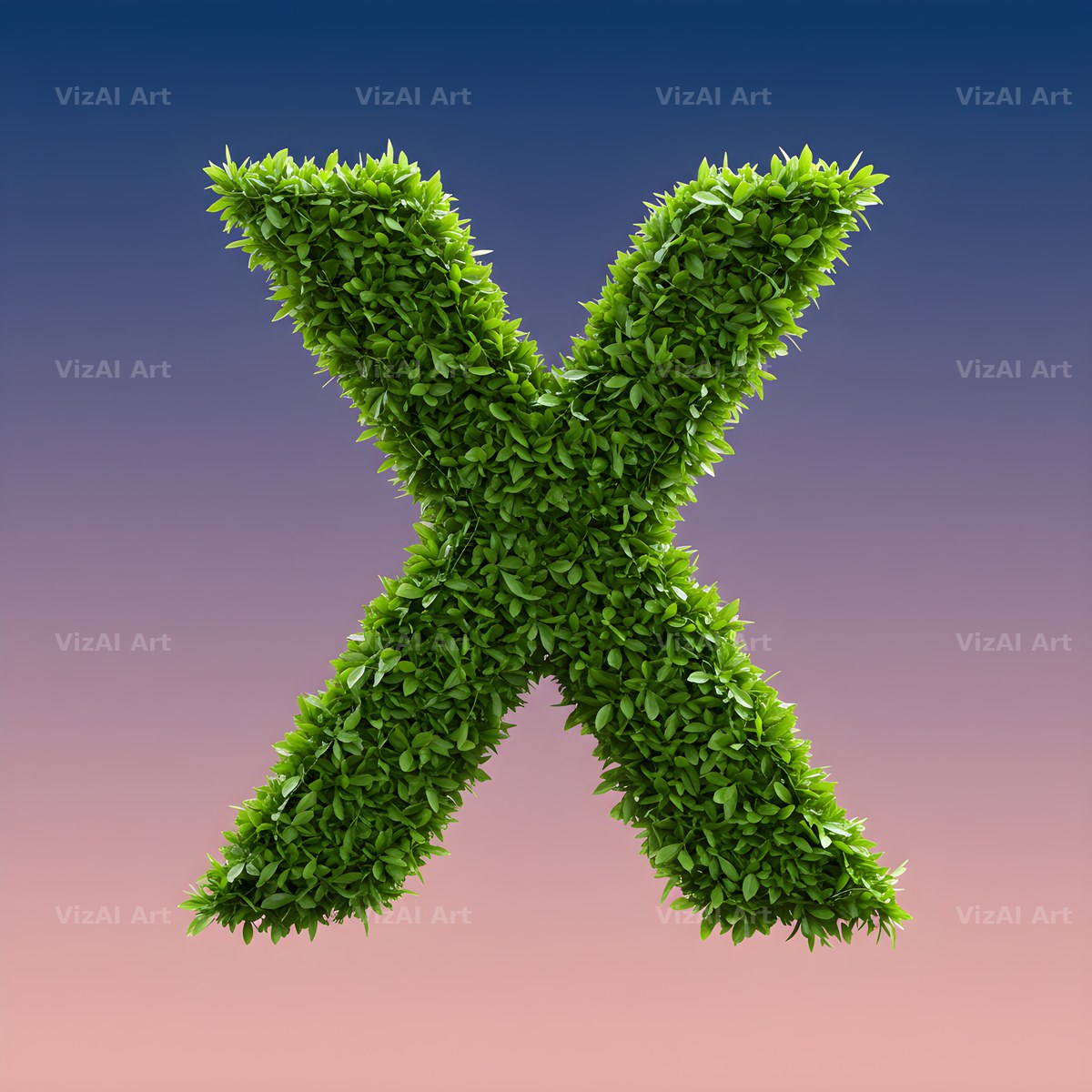 Green Hedge Leaf alphabet letter X