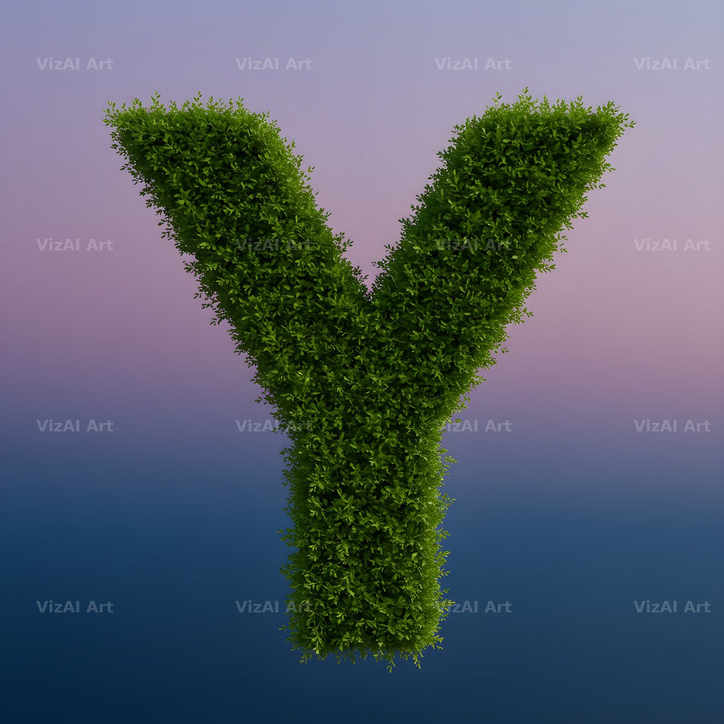 Green Hedge Leaf alphabet letter Y