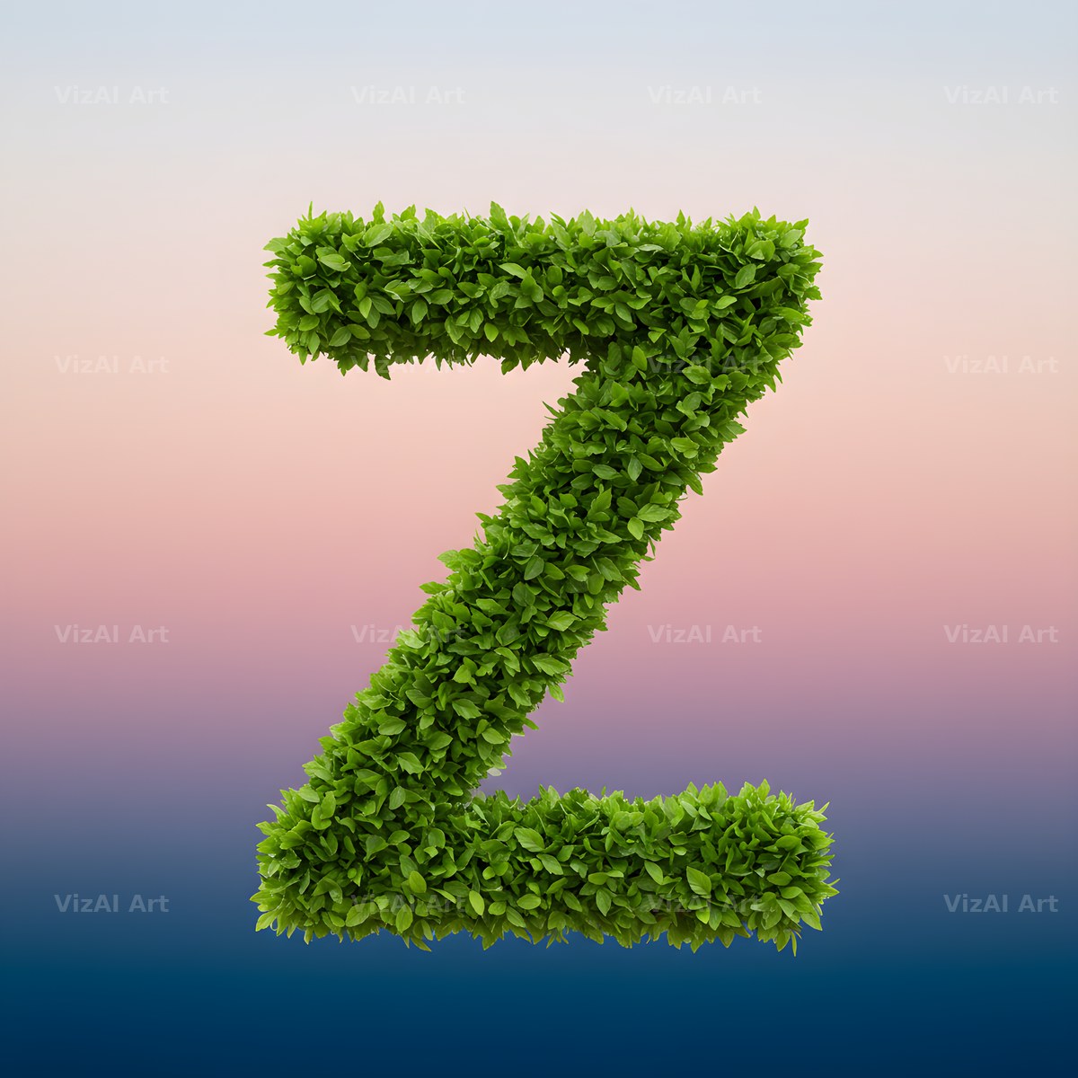 Green Hedge Leaf alphabet letter Z