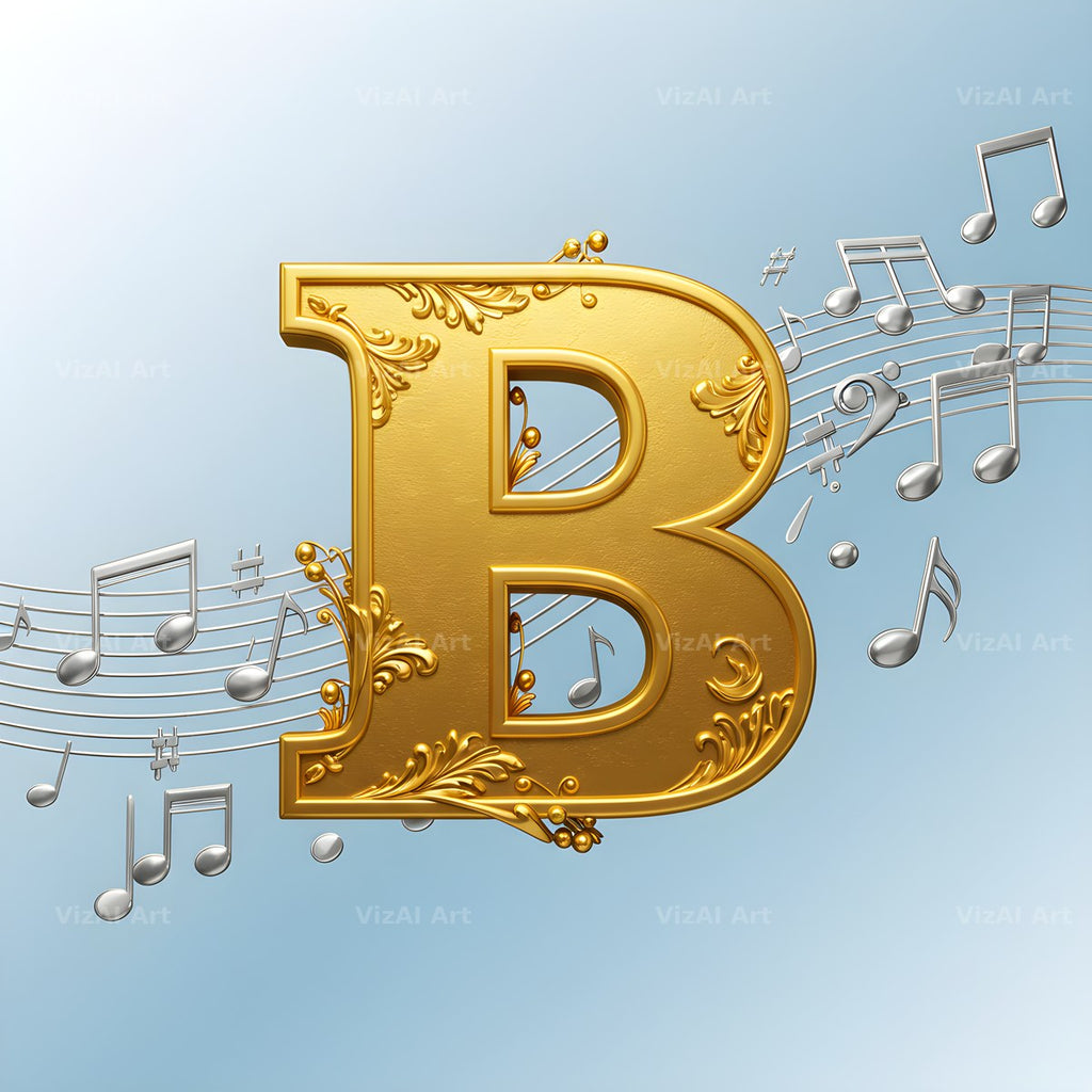 Gilded Score Ribbon alphabet letter B