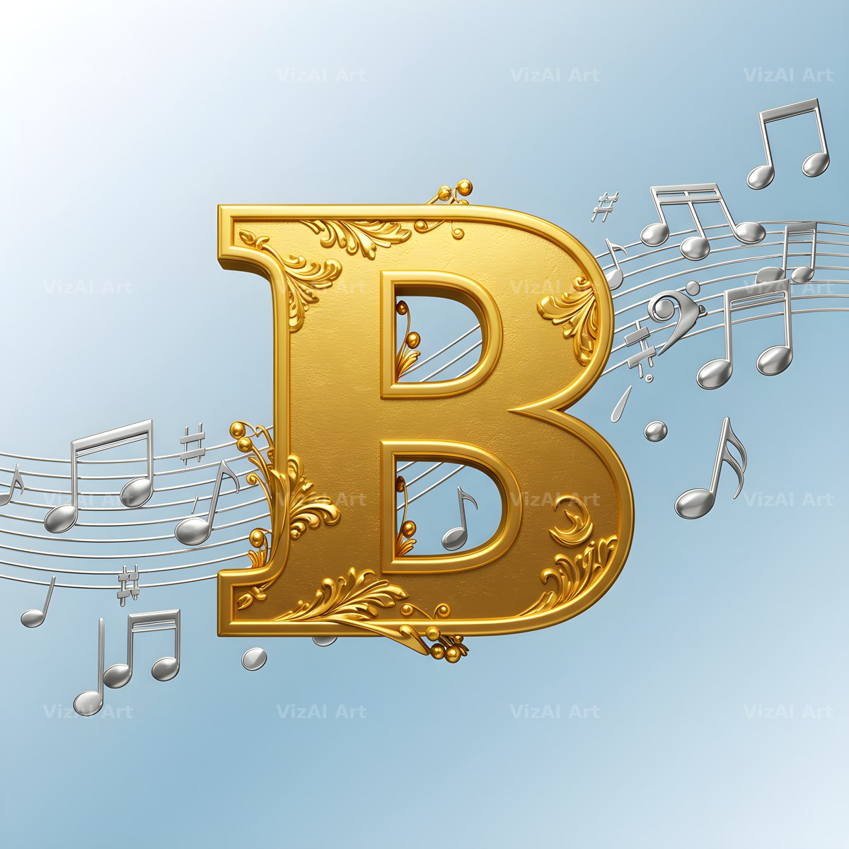 Gilded Score Ribbon alphabet letter B