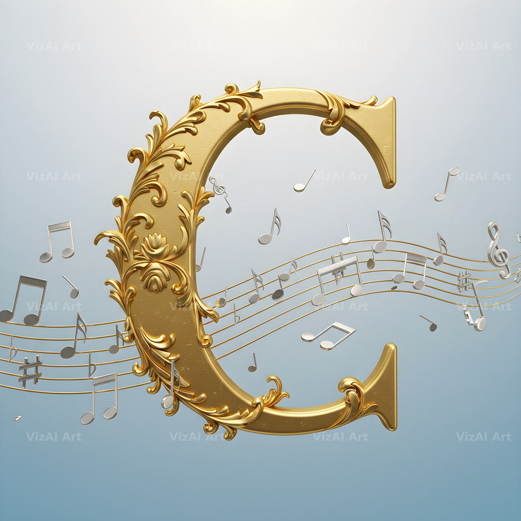 Gilded Score Ribbon alphabet letter C