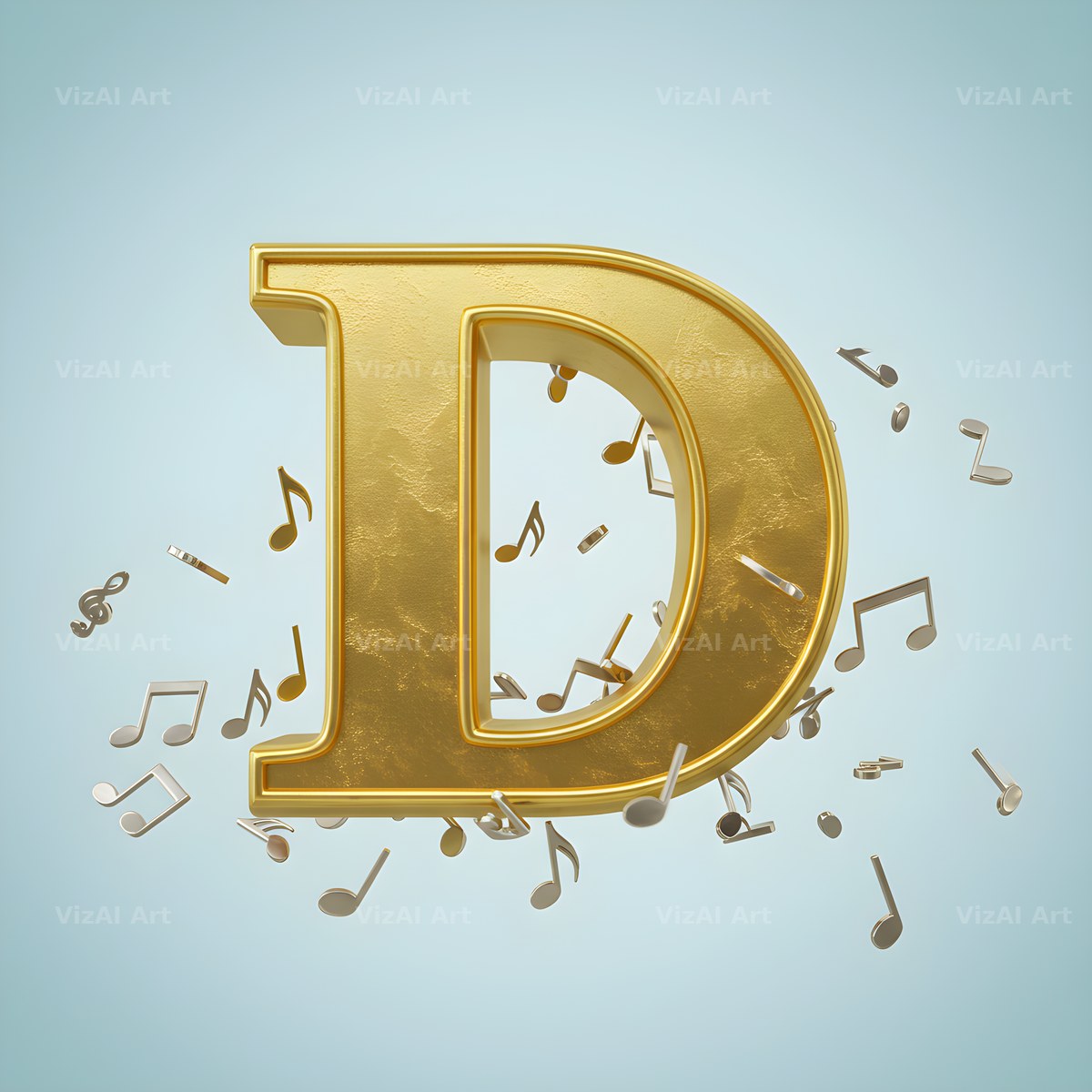 Gilded Score Ribbon alphabet letter D