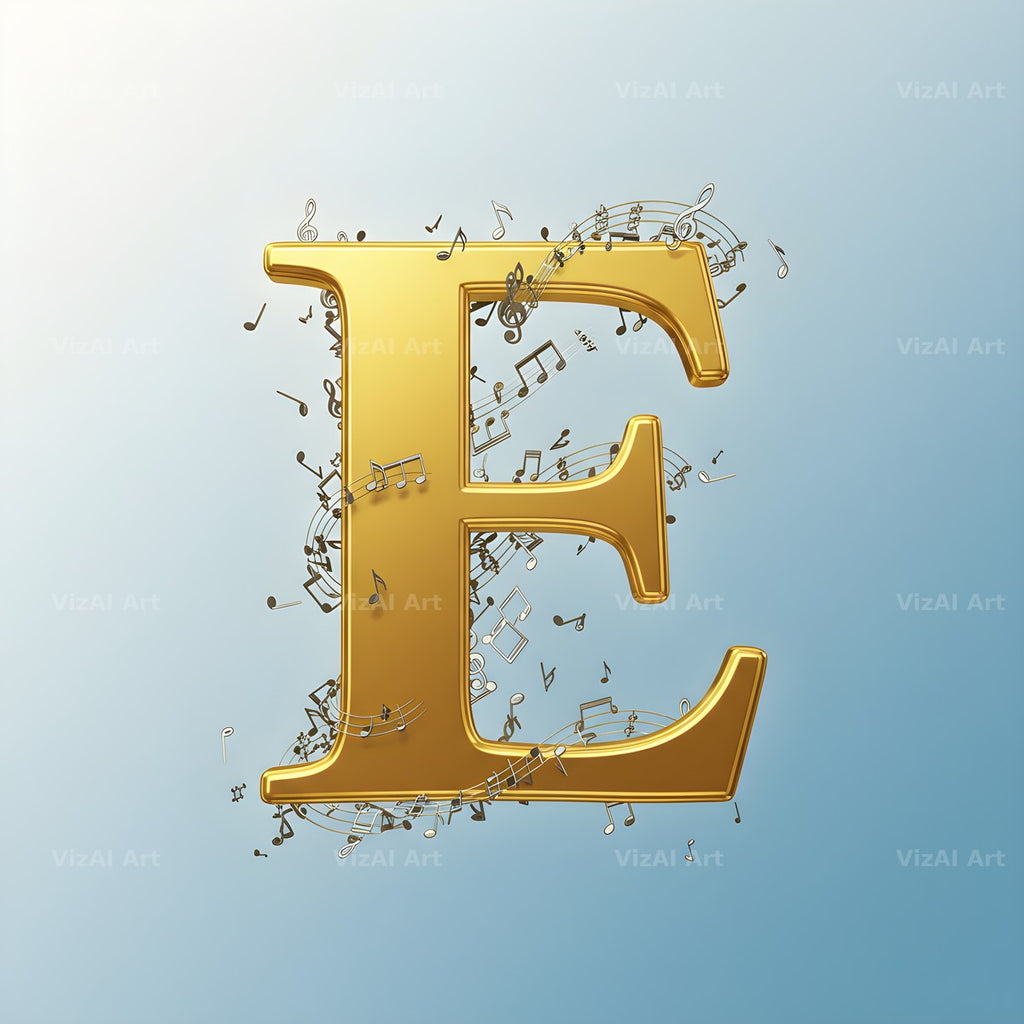 Gilded Score Ribbon alphabet letter E