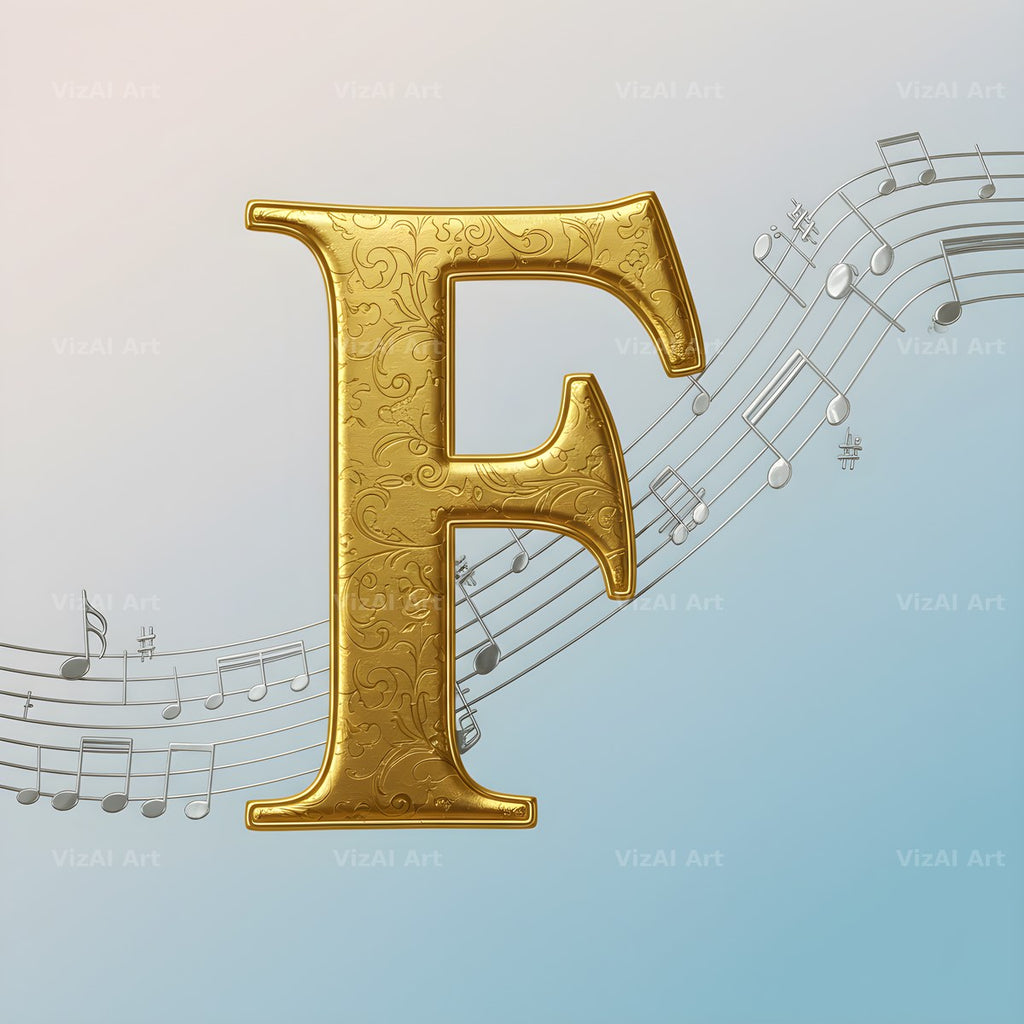 Gilded Score Ribbon alphabet letter F