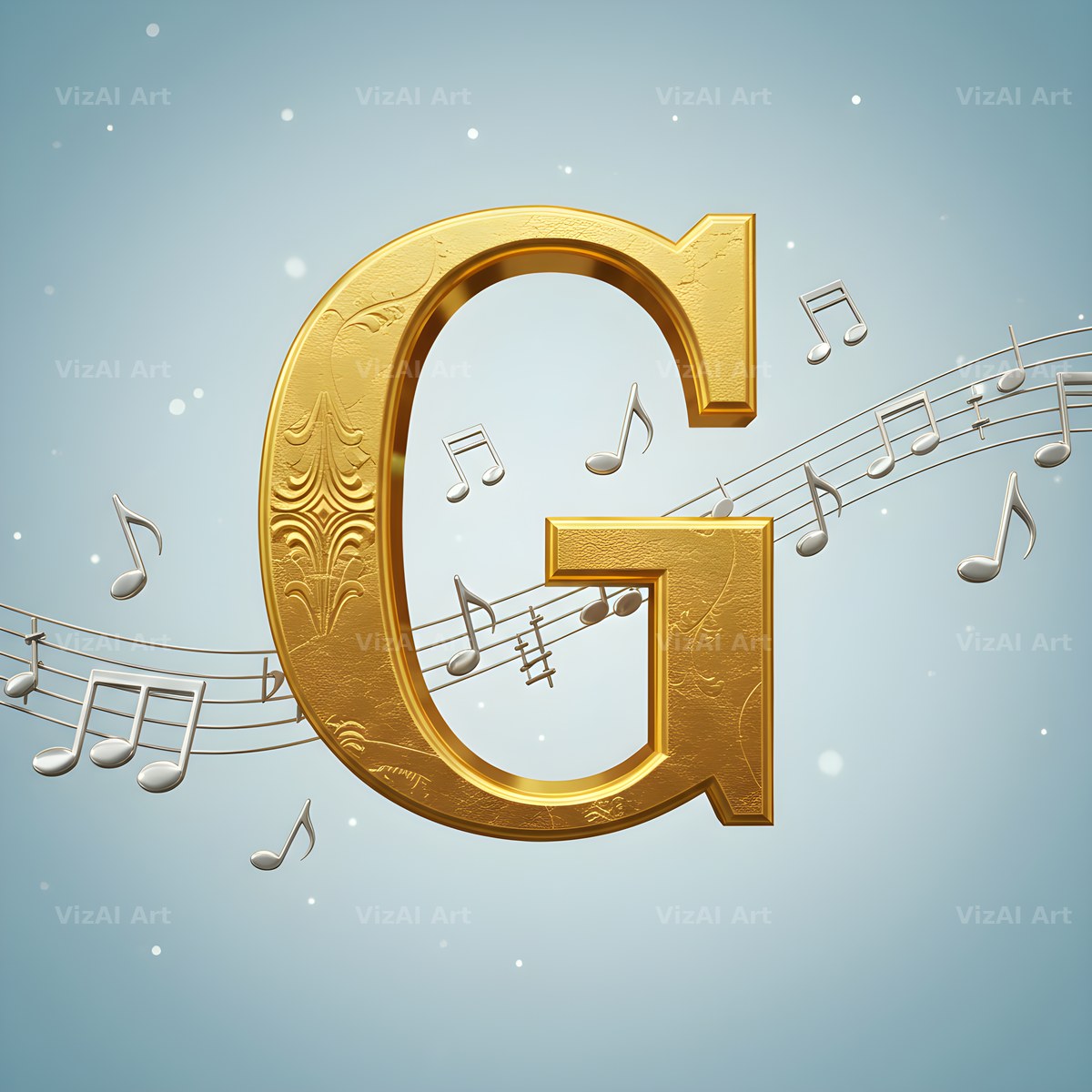 Gilded Score Ribbon alphabet letter G