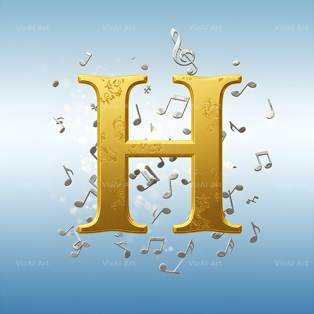 Gilded Score Ribbon alphabet letter H