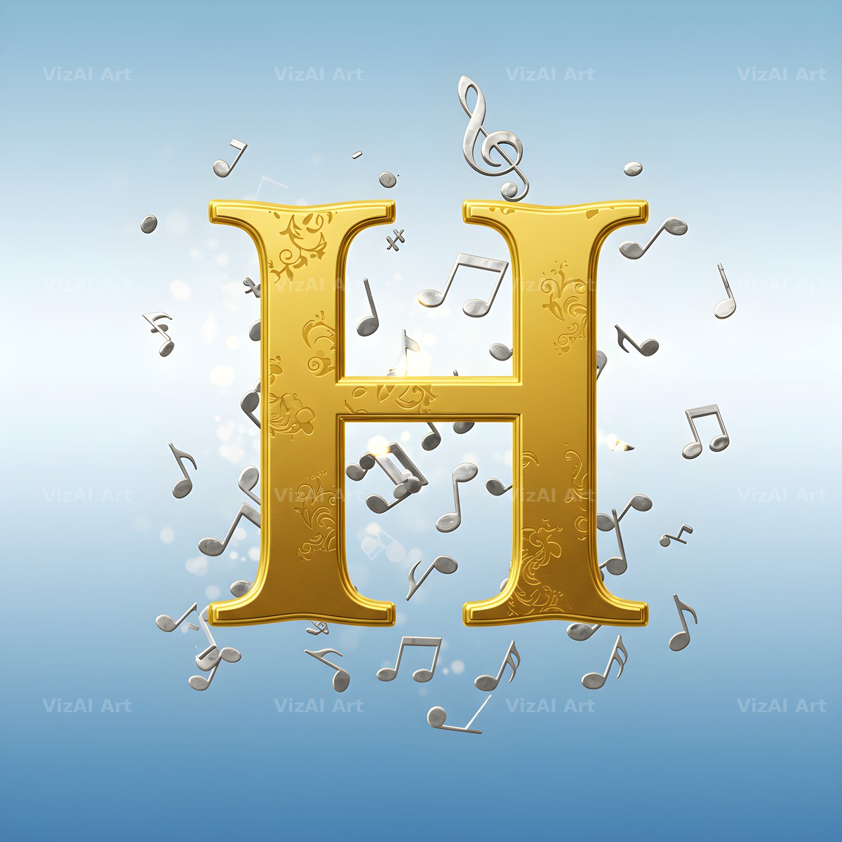 Gilded Score Ribbon alphabet letter H