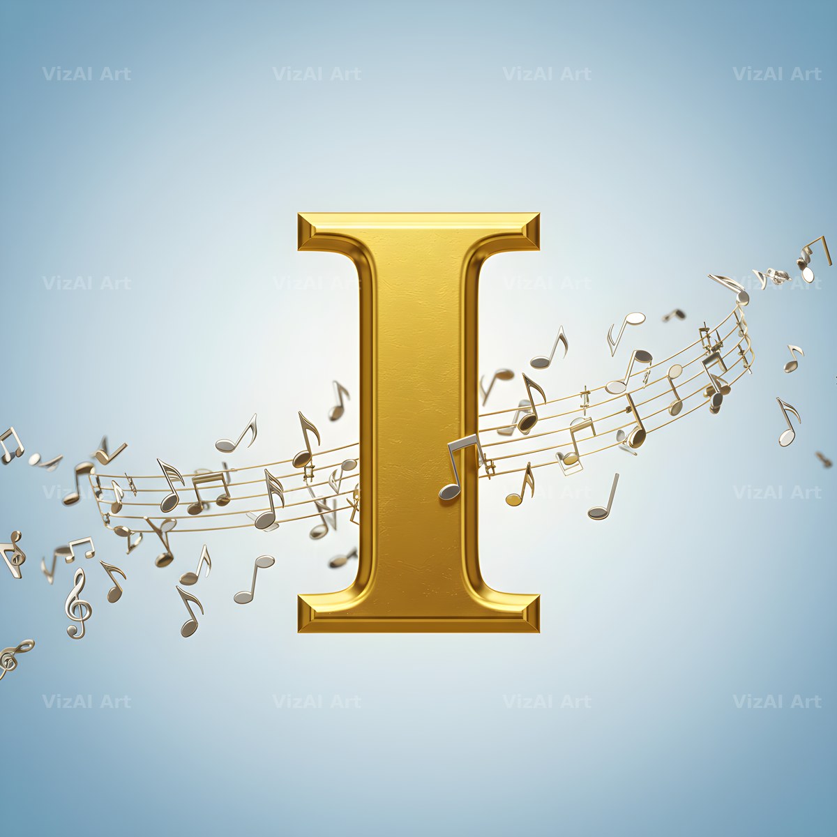 Gilded Score Ribbon alphabet letter I