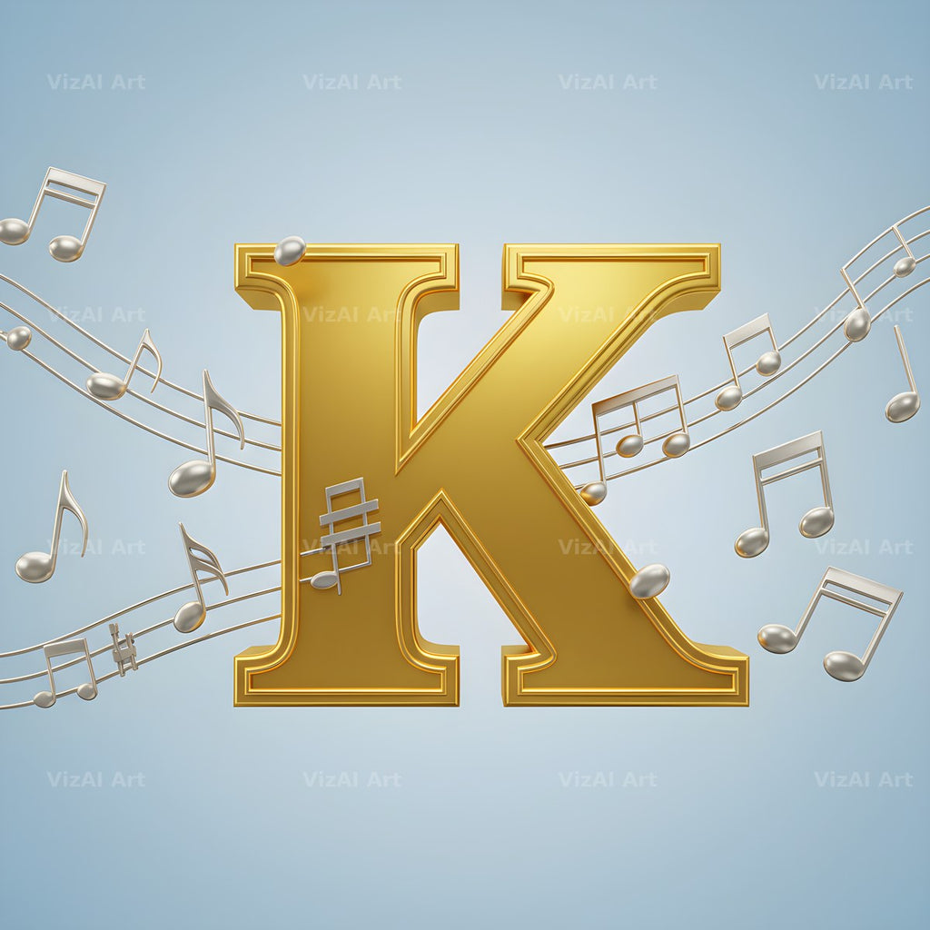 Gilded Score Ribbon alphabet letter K