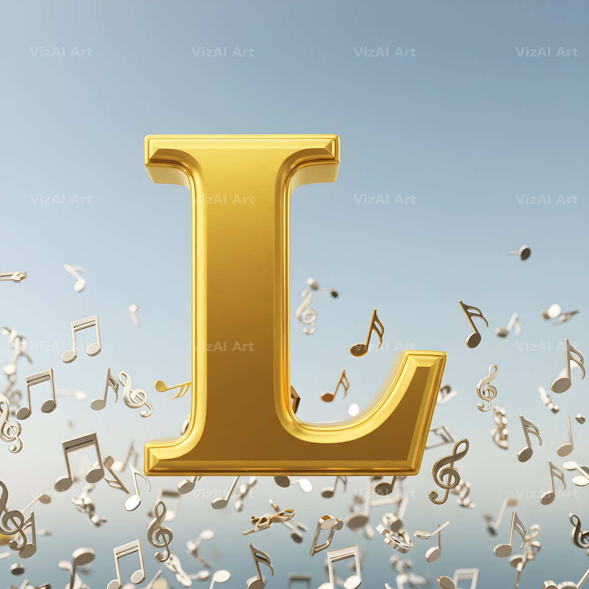 Gilded Score Ribbon alphabet letter L