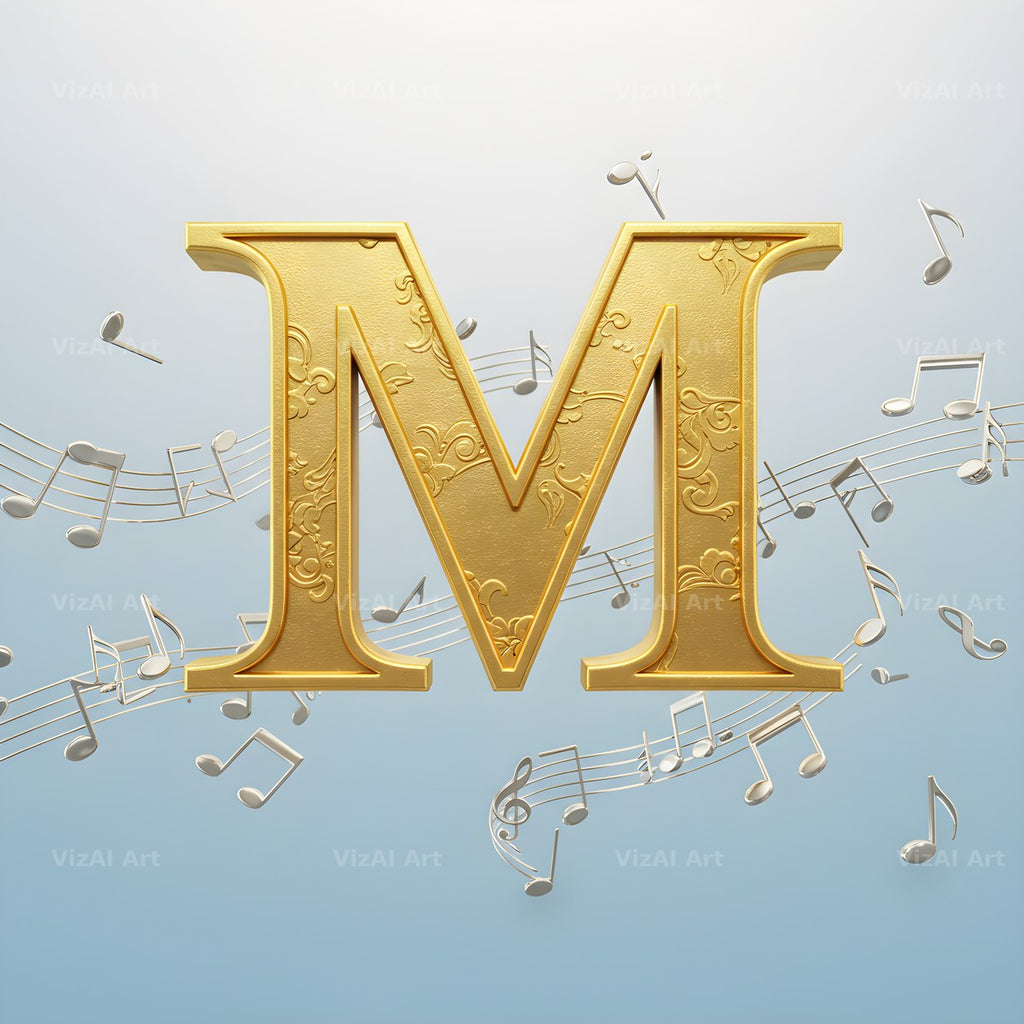 Gilded Score Ribbon alphabet letter M