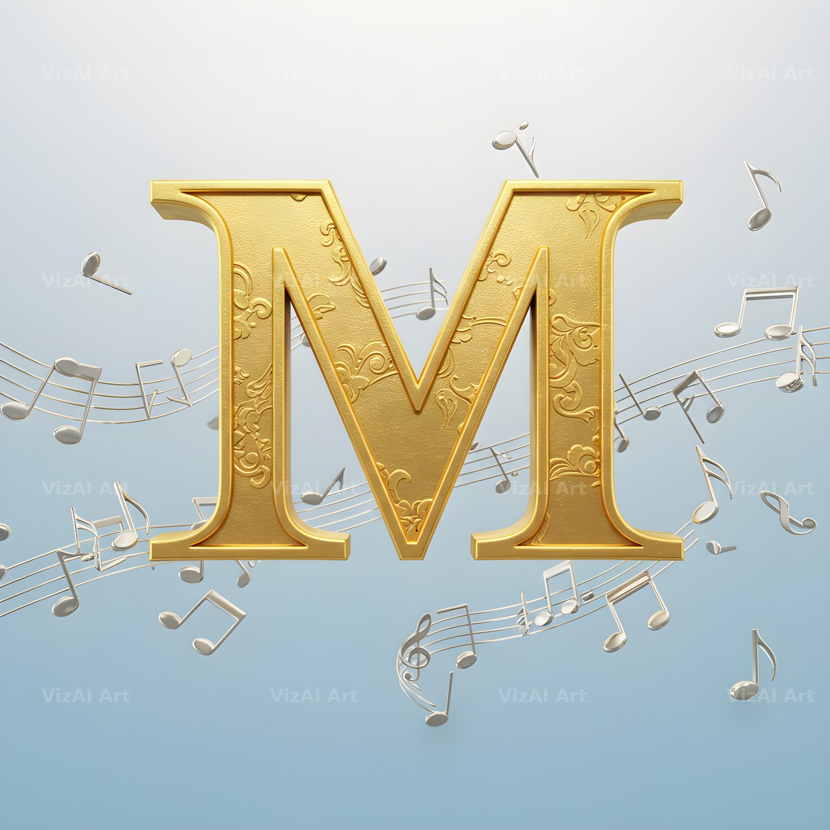 Gilded Score Ribbon alphabet letter M