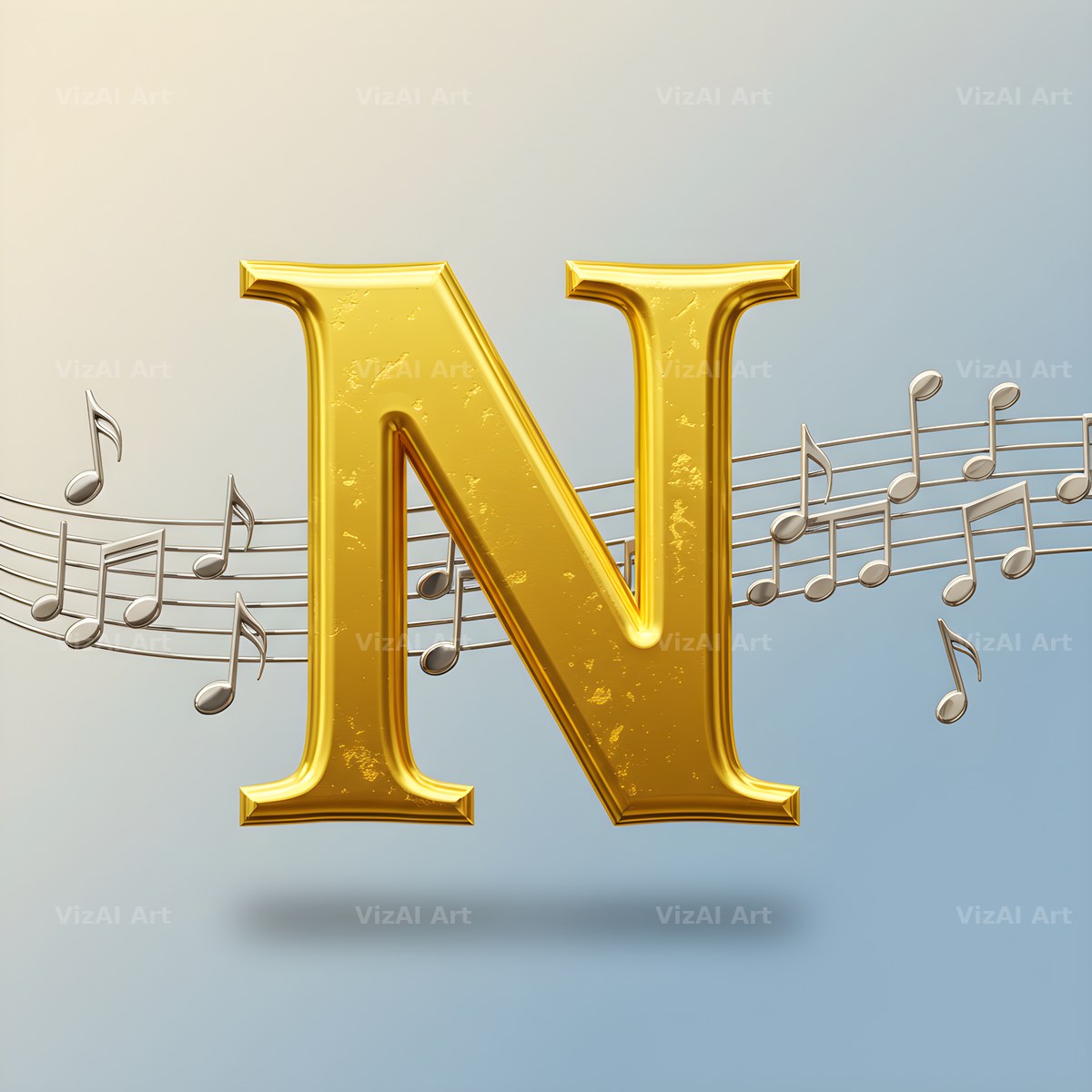 Gilded Score Ribbon alphabet letter N