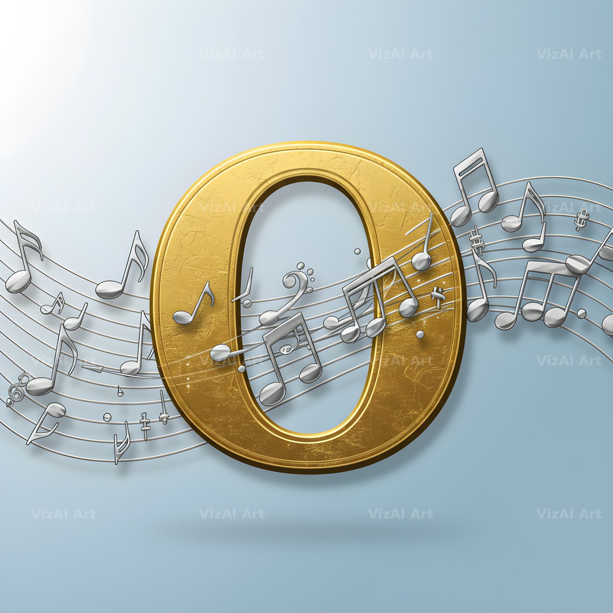 Gilded Score Ribbon alphabet letter O