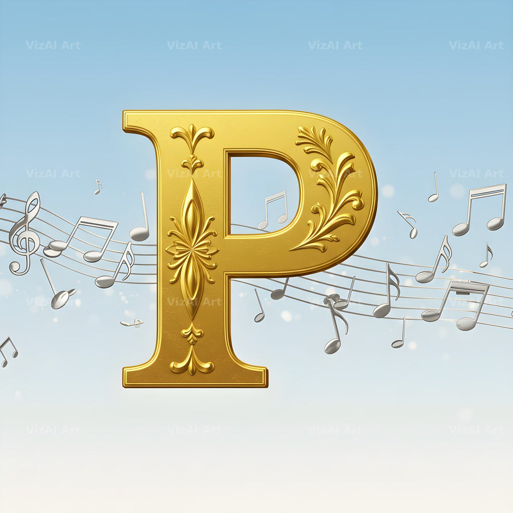 Gilded Score Ribbon alphabet letter P