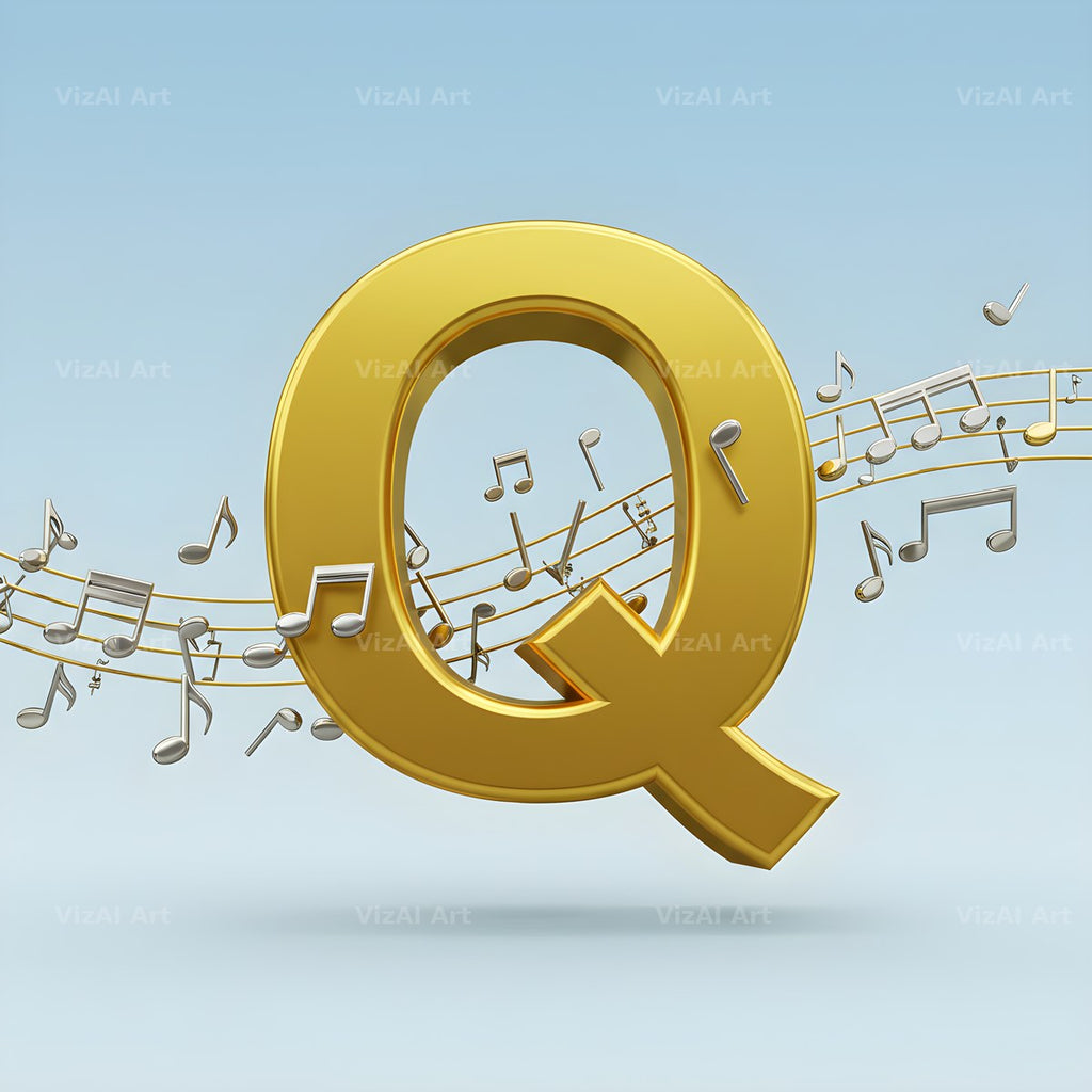 Gilded Score Ribbon alphabet letter Q
