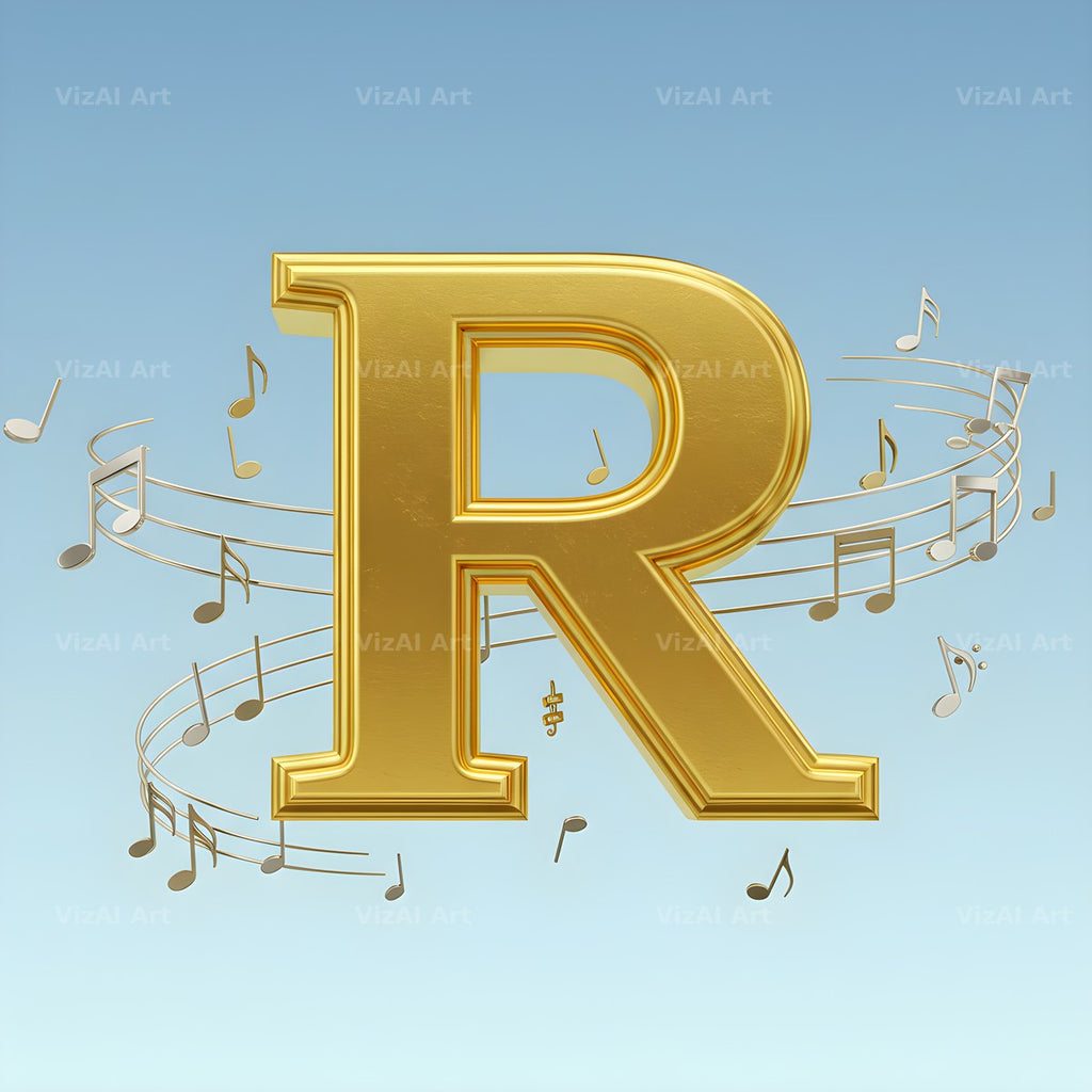 Gilded Score Ribbon alphabet letter R