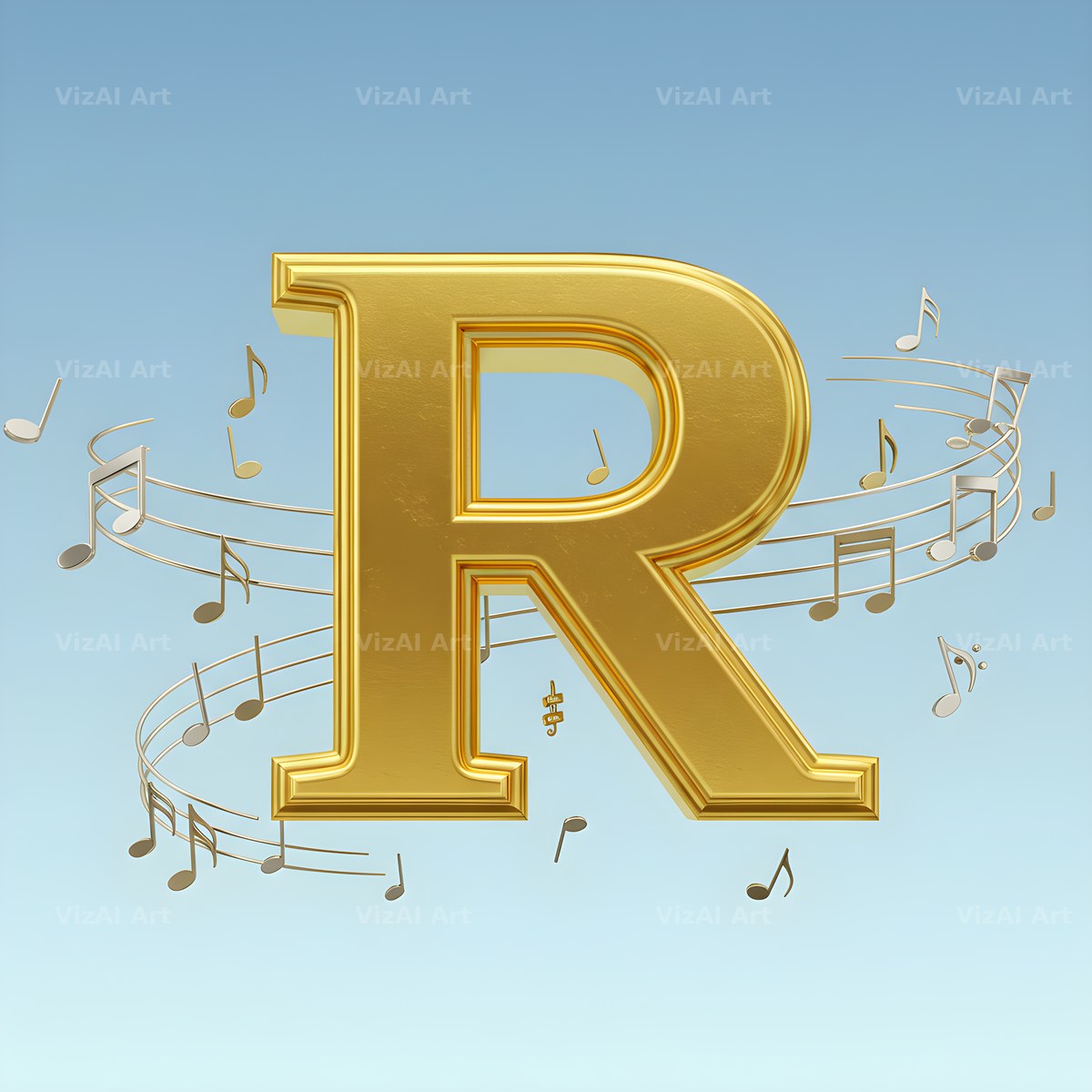 Gilded Score Ribbon alphabet letter R