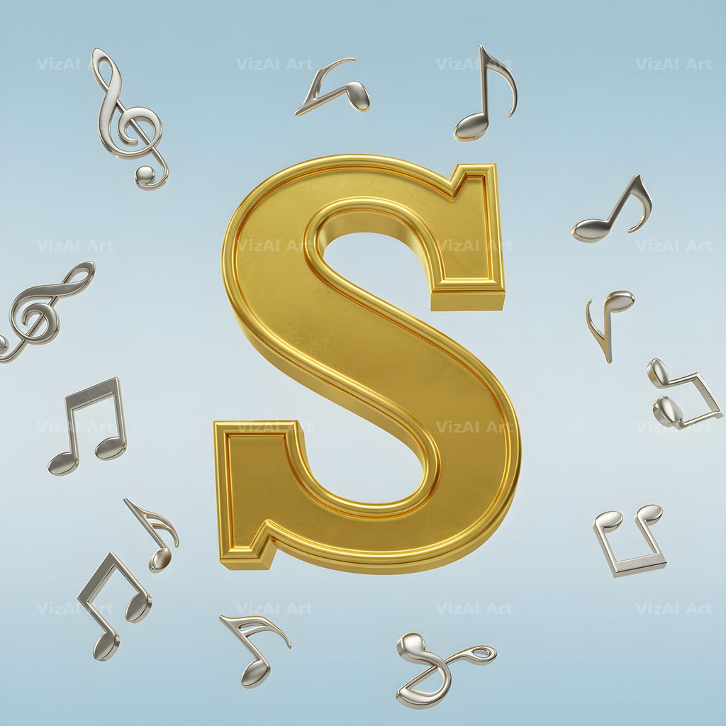 Gilded Score Ribbon alphabet letter S