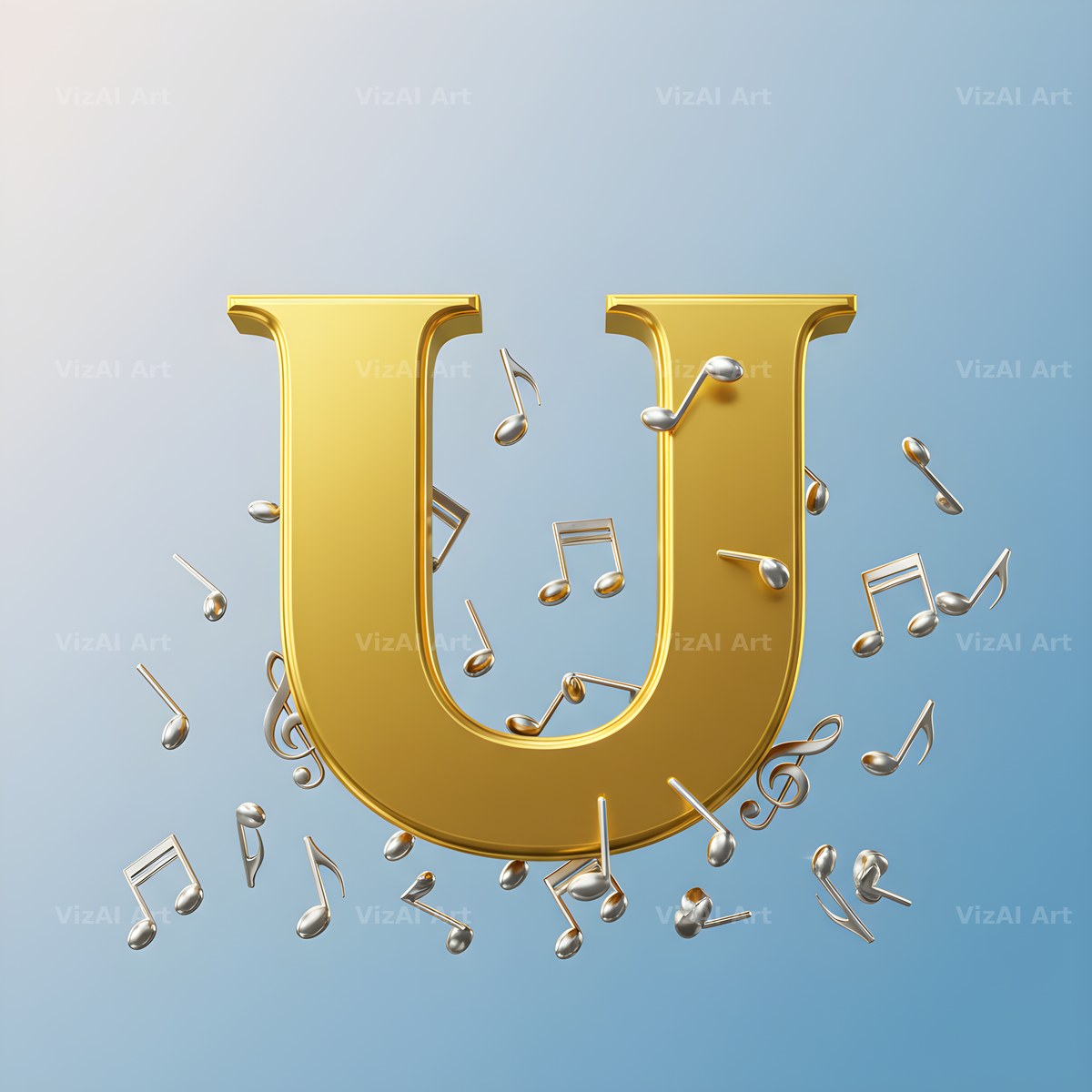 Gilded Score Ribbon alphabet letter U