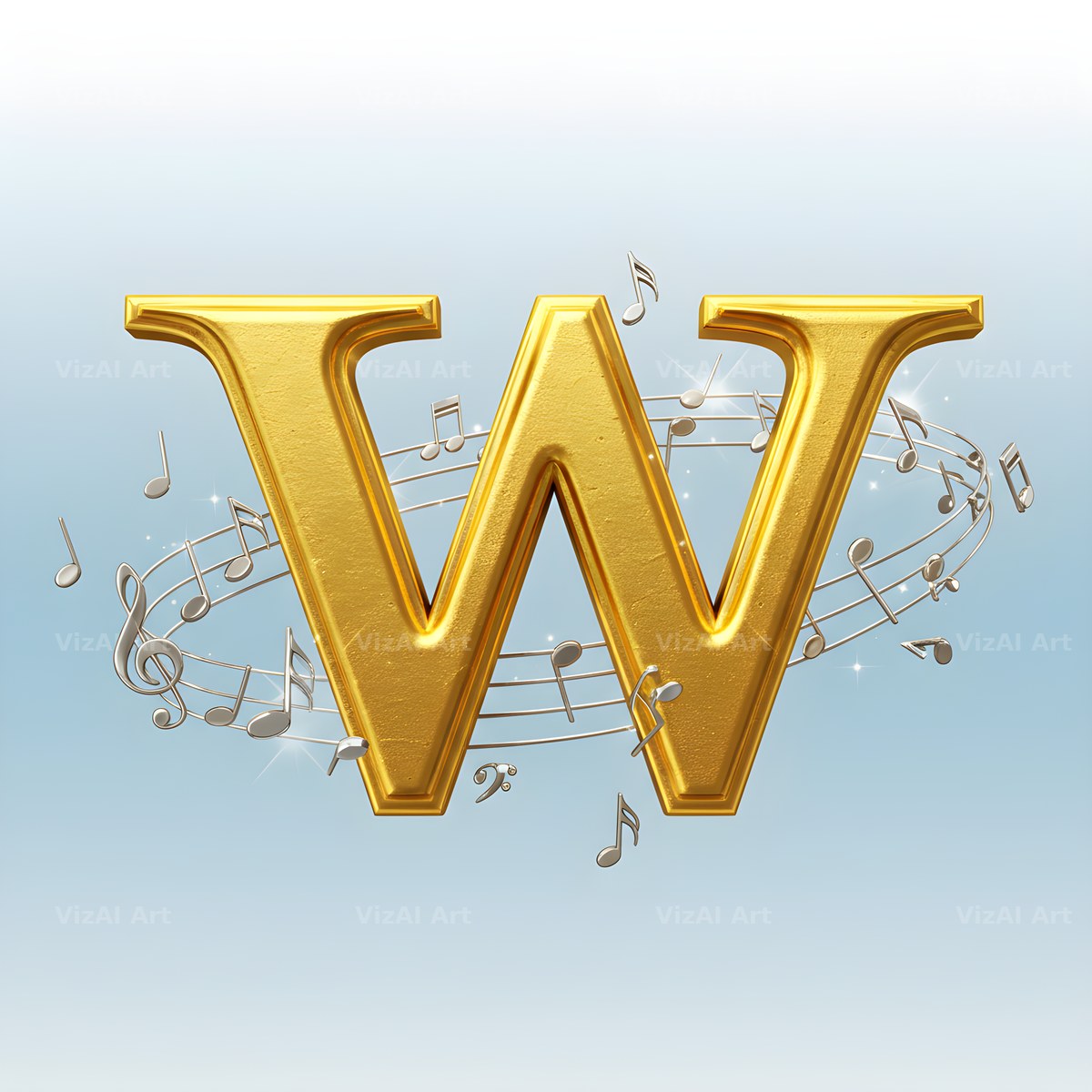 Gilded Score Ribbon alphabet letter W