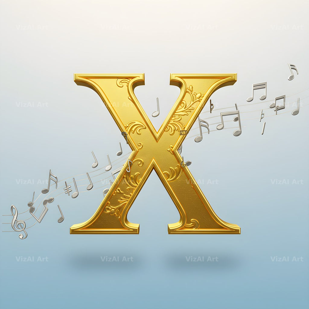 Gilded Score Ribbon alphabet letter X