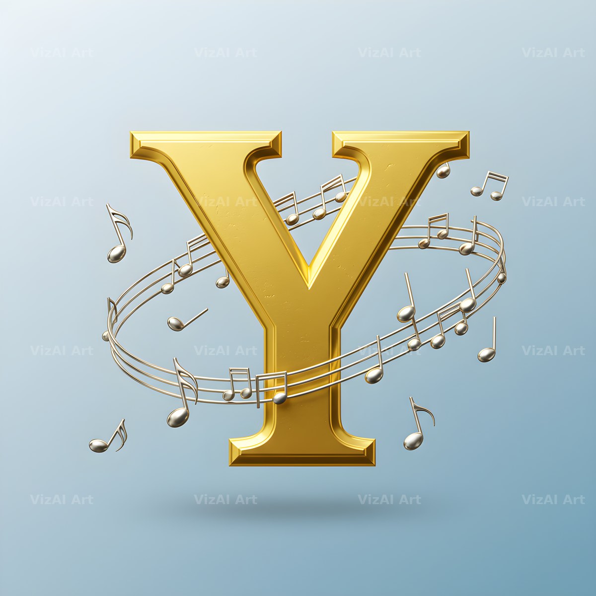 Gilded Score Ribbon alphabet letter Y