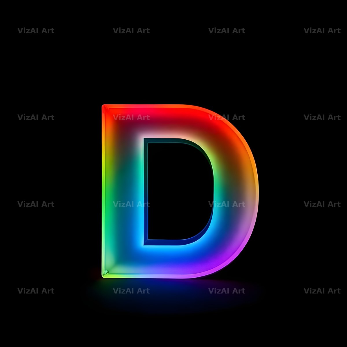 Rainbow Gradient alphabet letter D