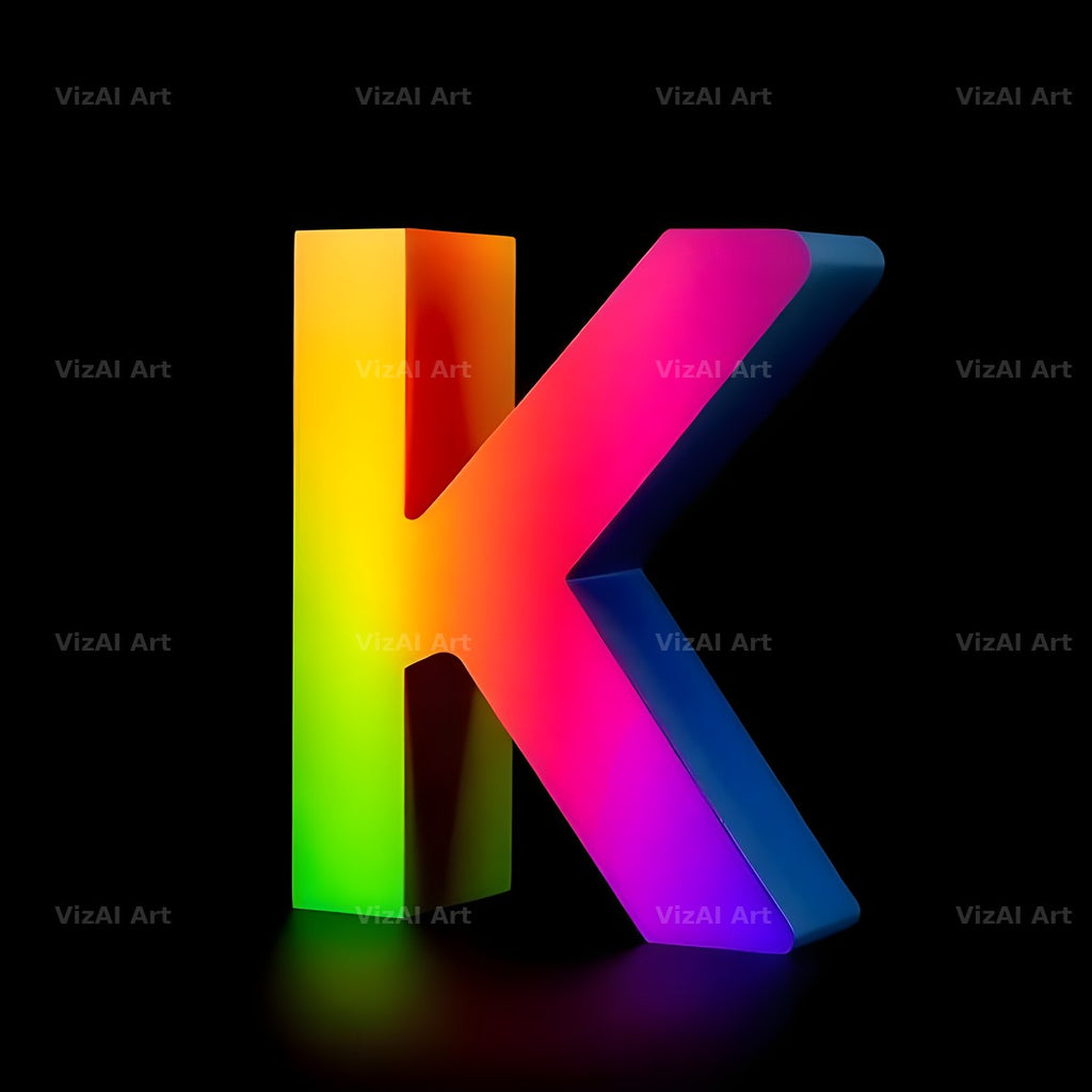 Rainbow Gradient alphabet letter K