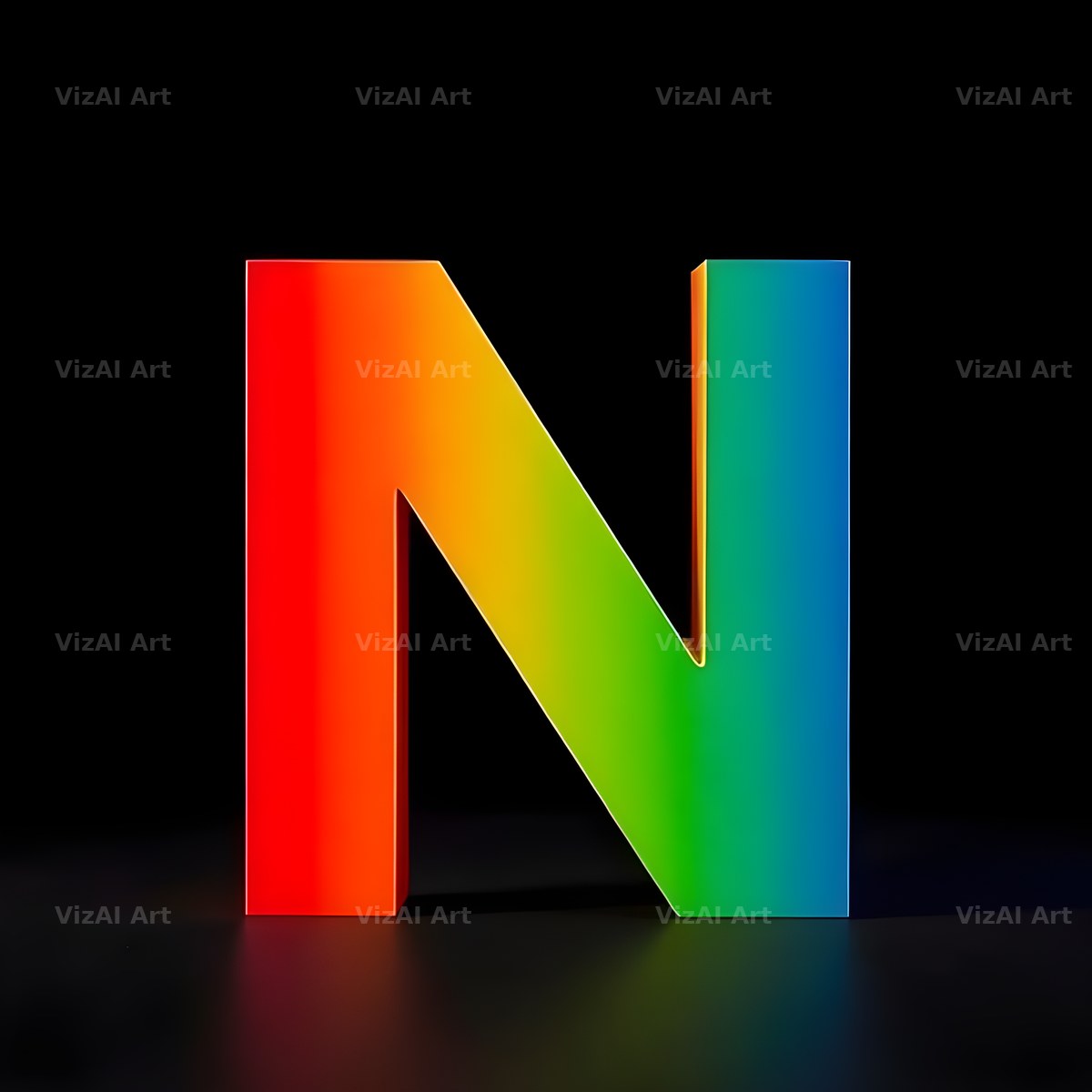Rainbow Gradient alphabet letter N