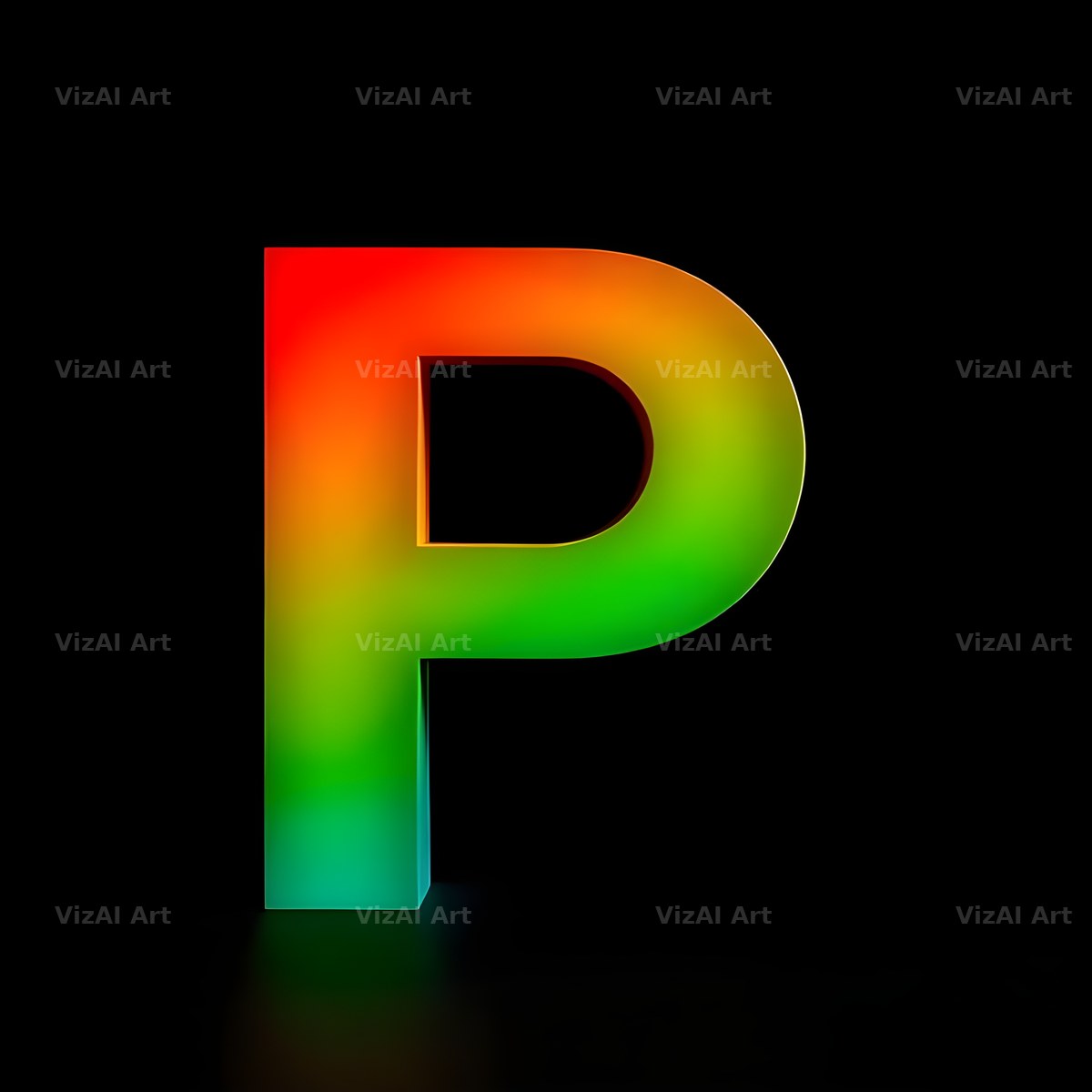 Rainbow Gradient alphabet letter P