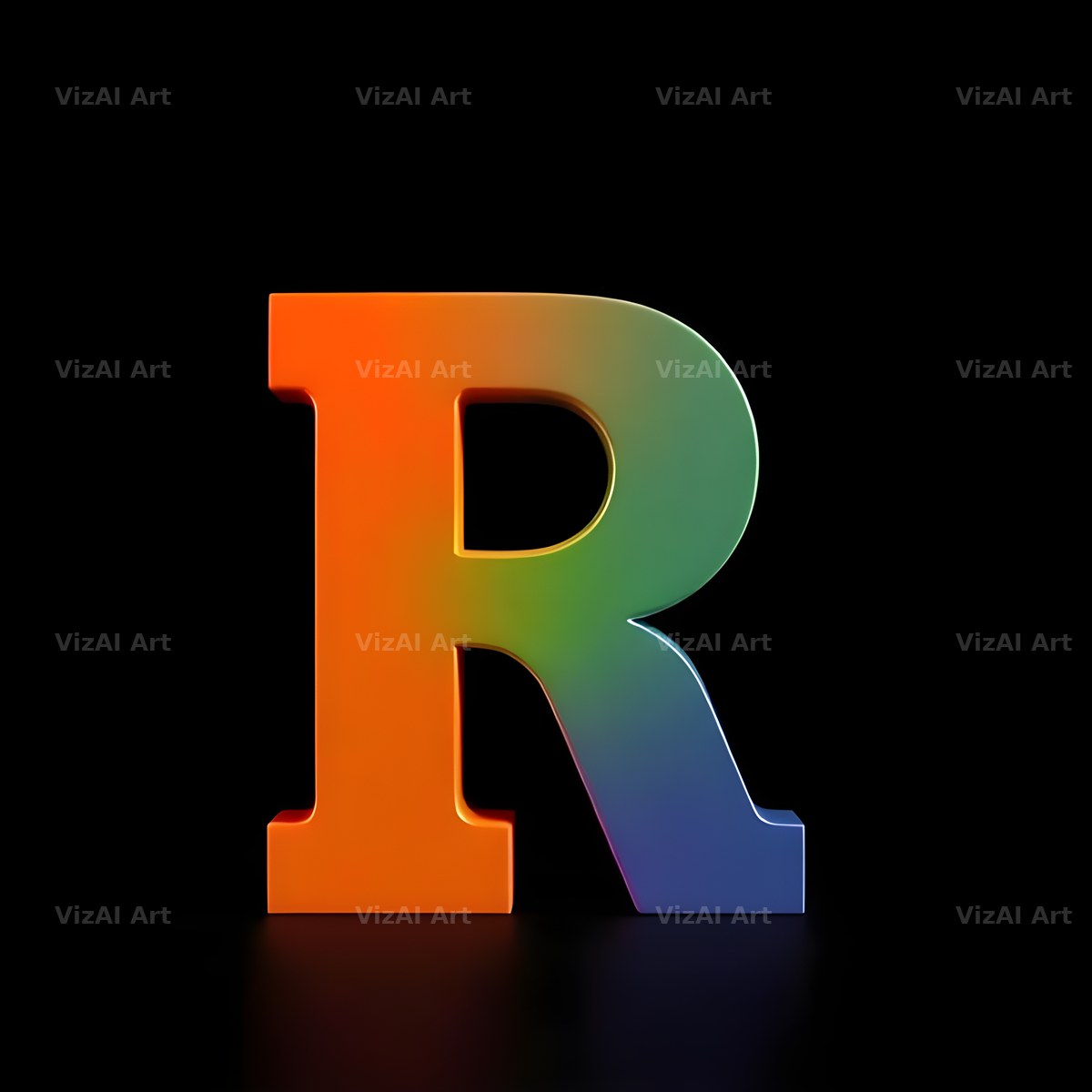 Rainbow Gradient alphabet letter R